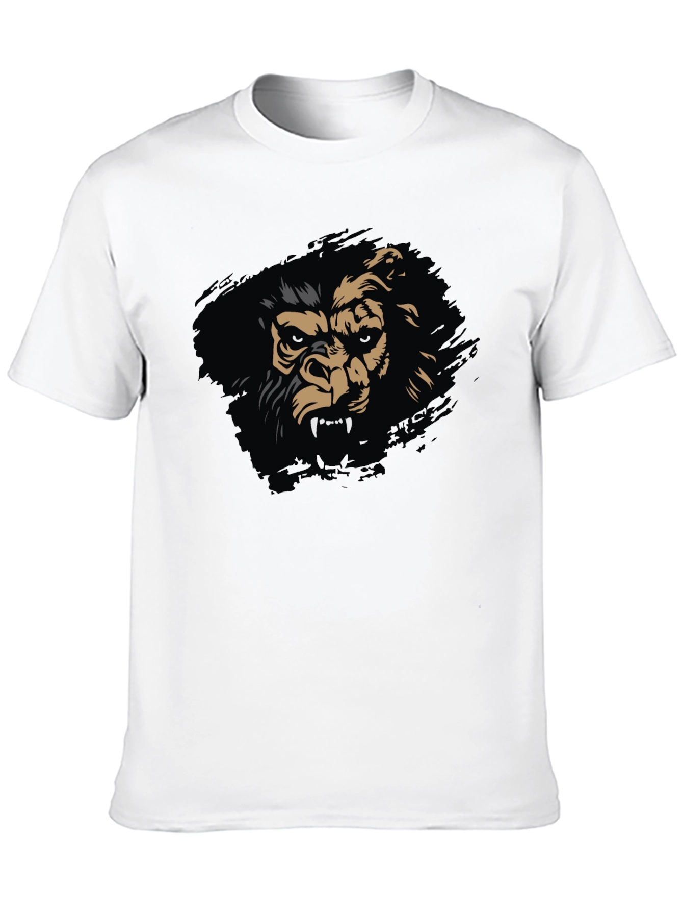 Mens Black T-Shirt with Fierce Gorilla Graphic