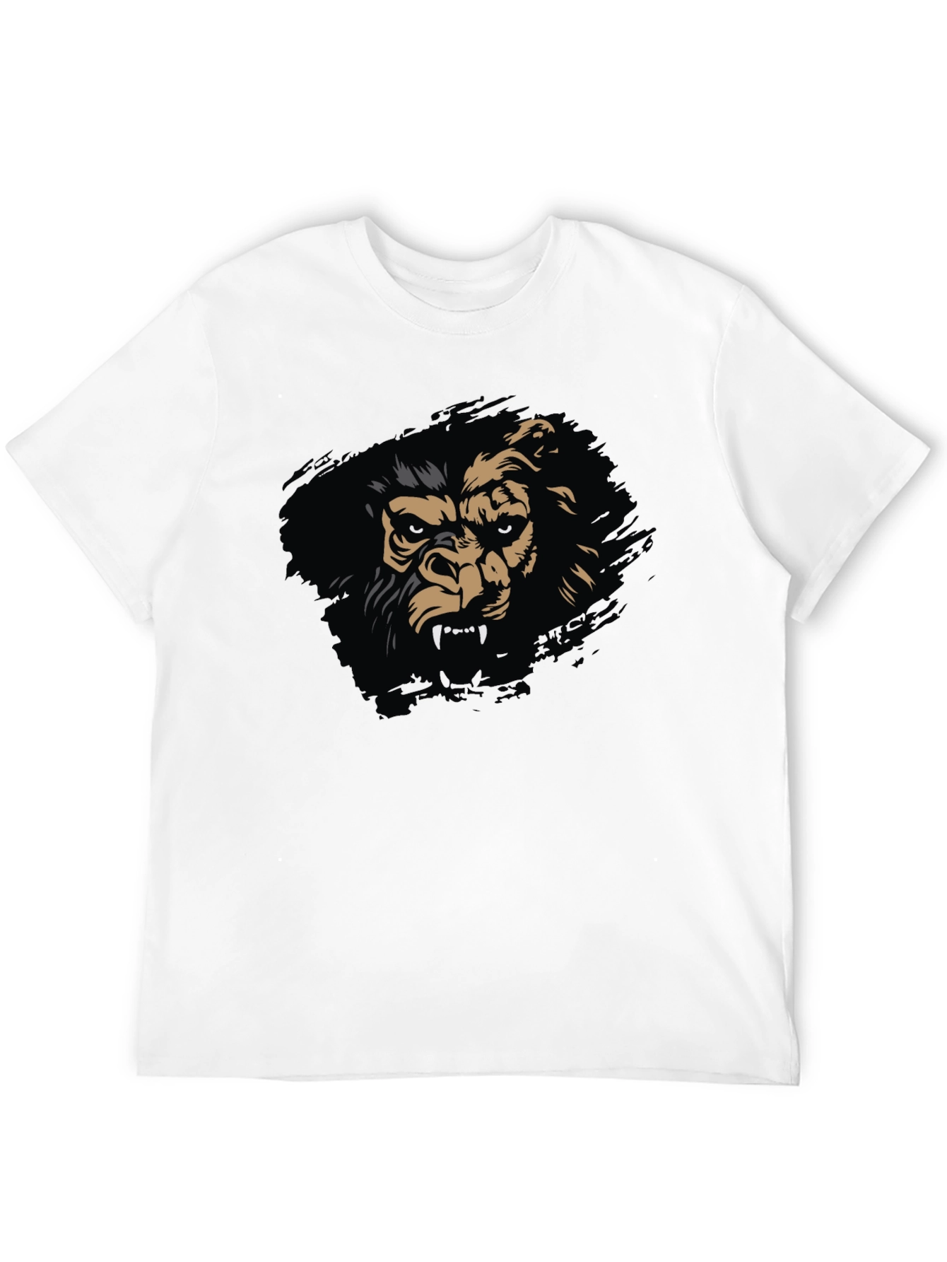 Mens Black T-Shirt with Fierce Gorilla Graphic
