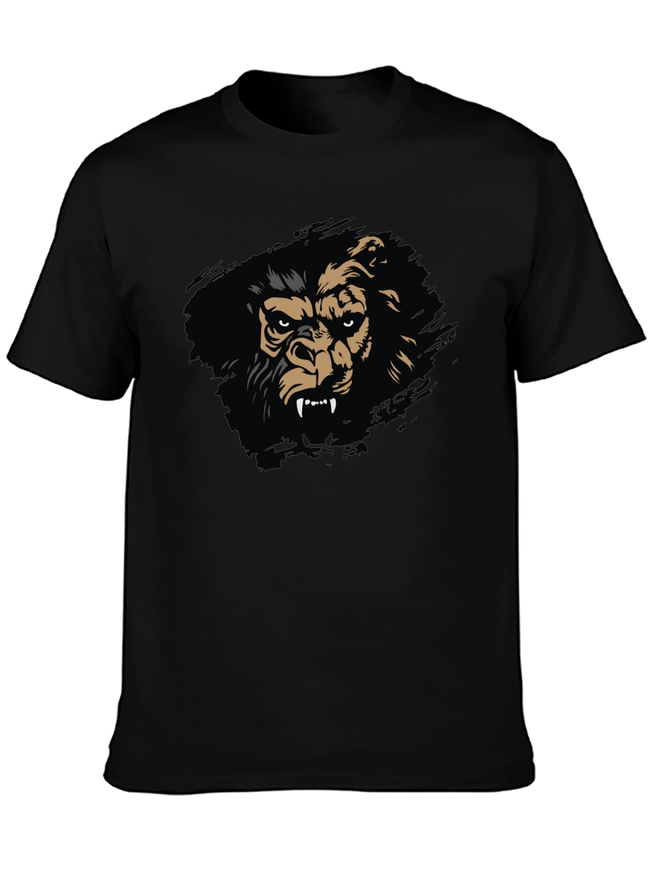 Mens Black T-Shirt with Fierce Gorilla Graphic