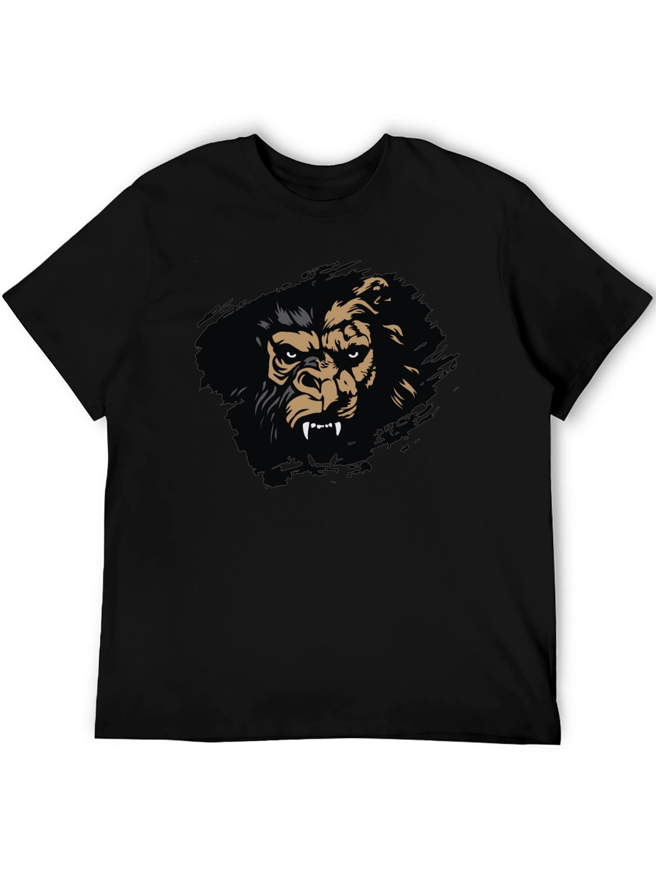 Mens Black T-Shirt with Fierce Gorilla Graphic