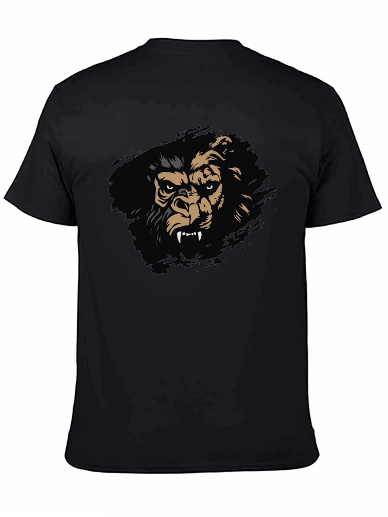 Mens Black T-Shirt with Fierce Gorilla Graphic