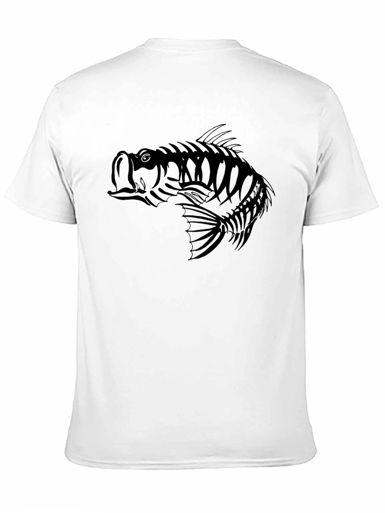 Bass Fish Skeleton Graphic Tee - Black Cotton Blend