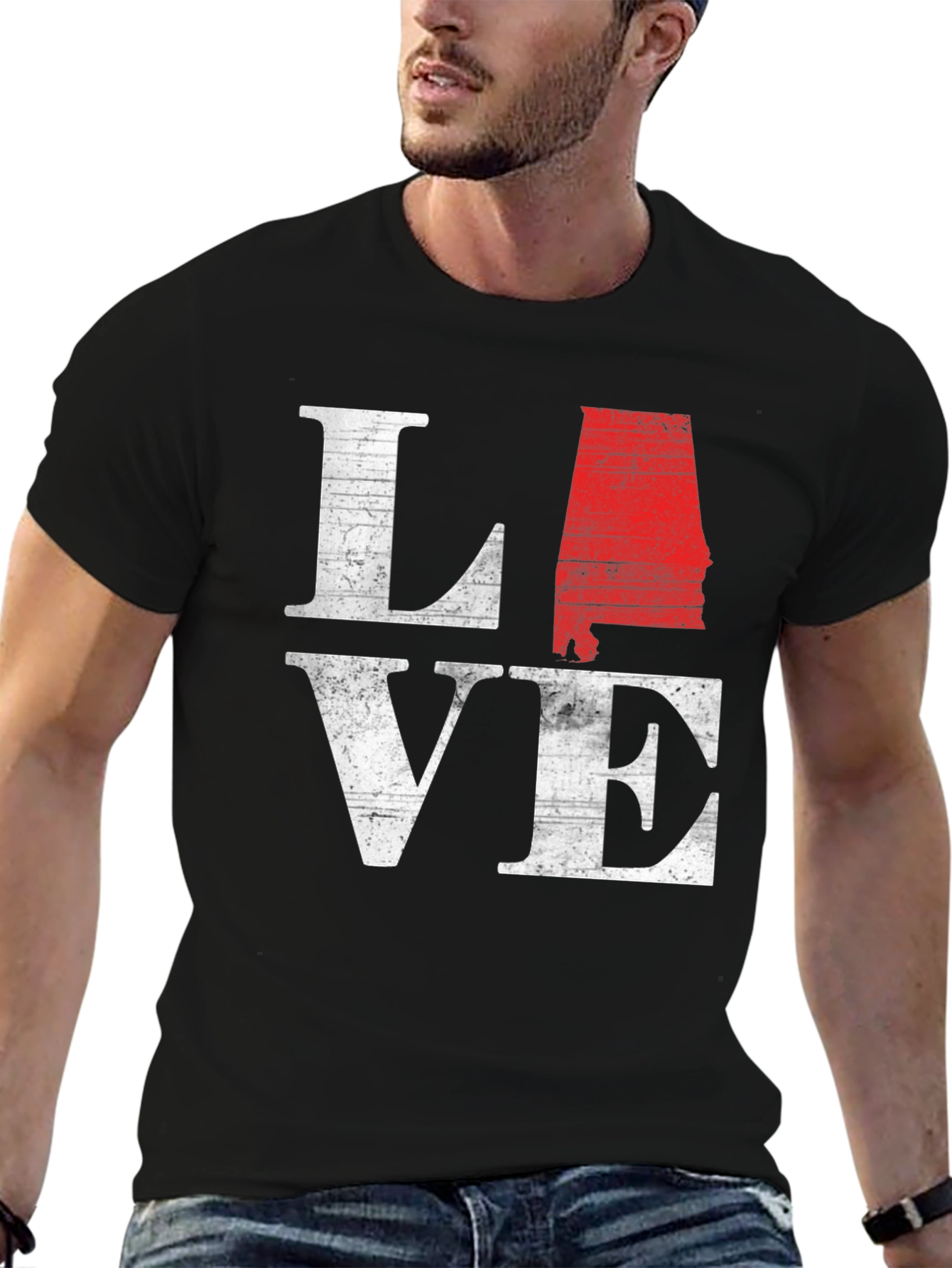 Alabama State Love Graphic Tee - Mens Black T-Shirt