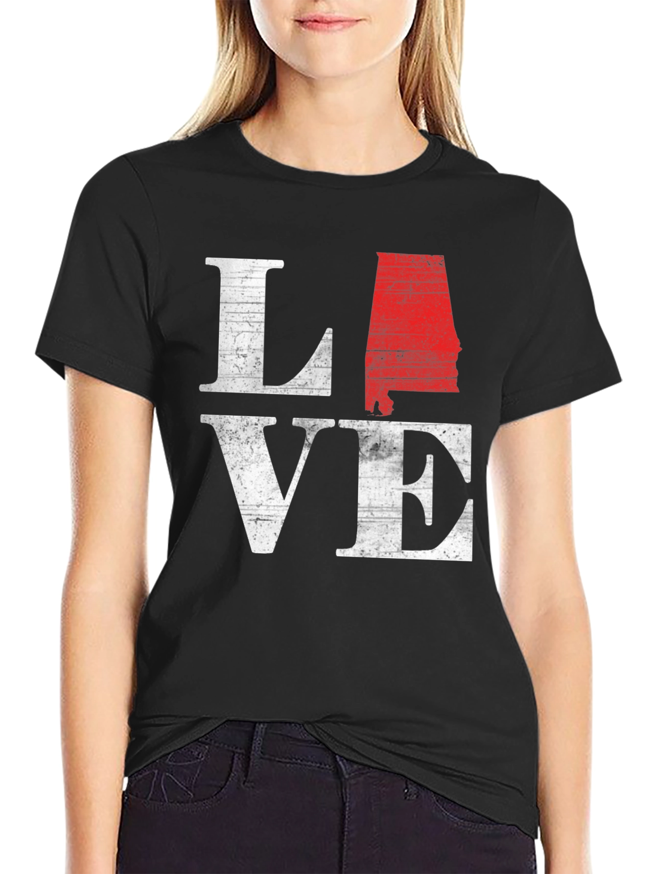 Alabama State Love Graphic Tee - Mens Black T-Shirt