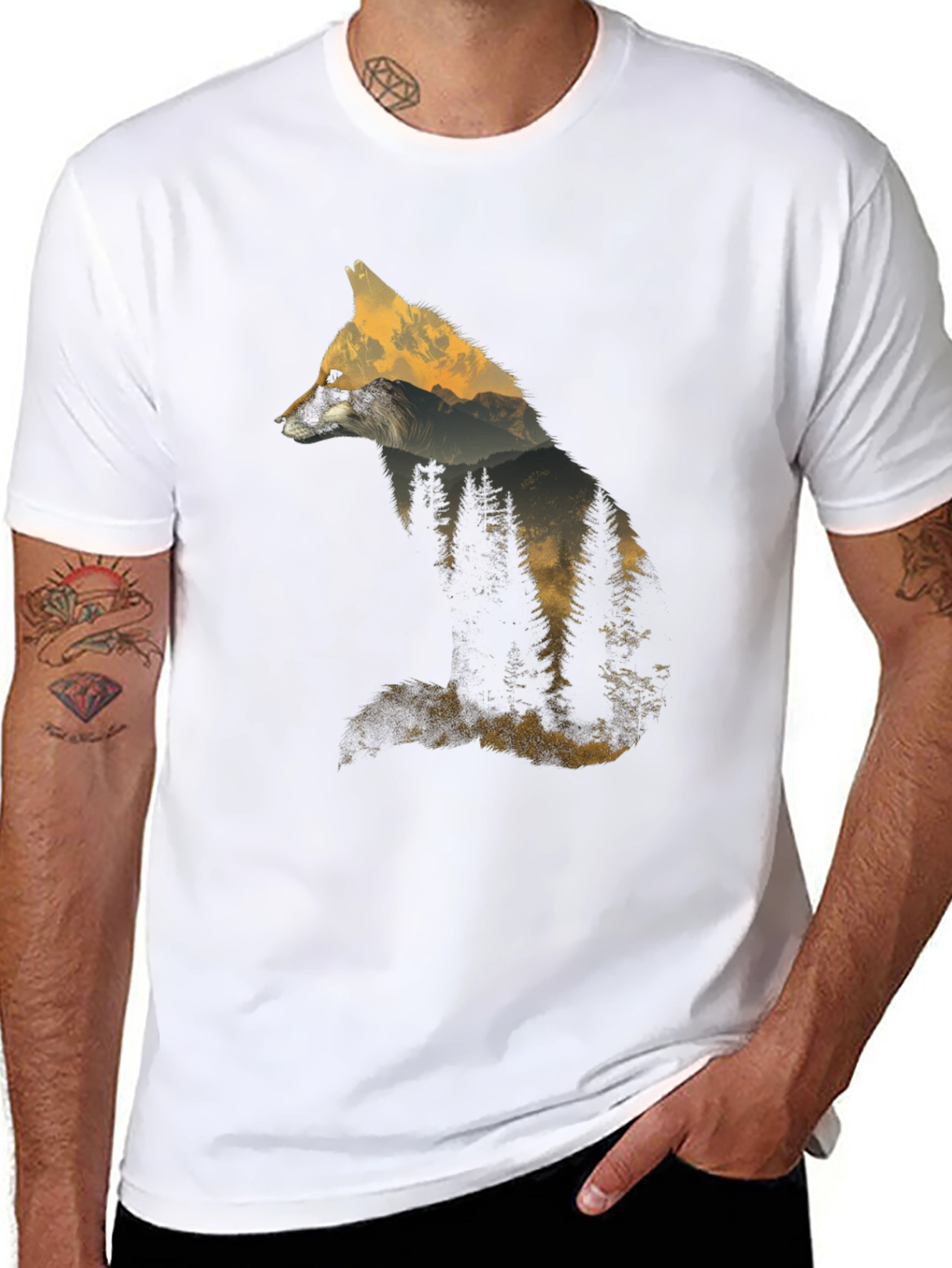 Fox Silhouette Graphic Tee - Nature Inspired Design