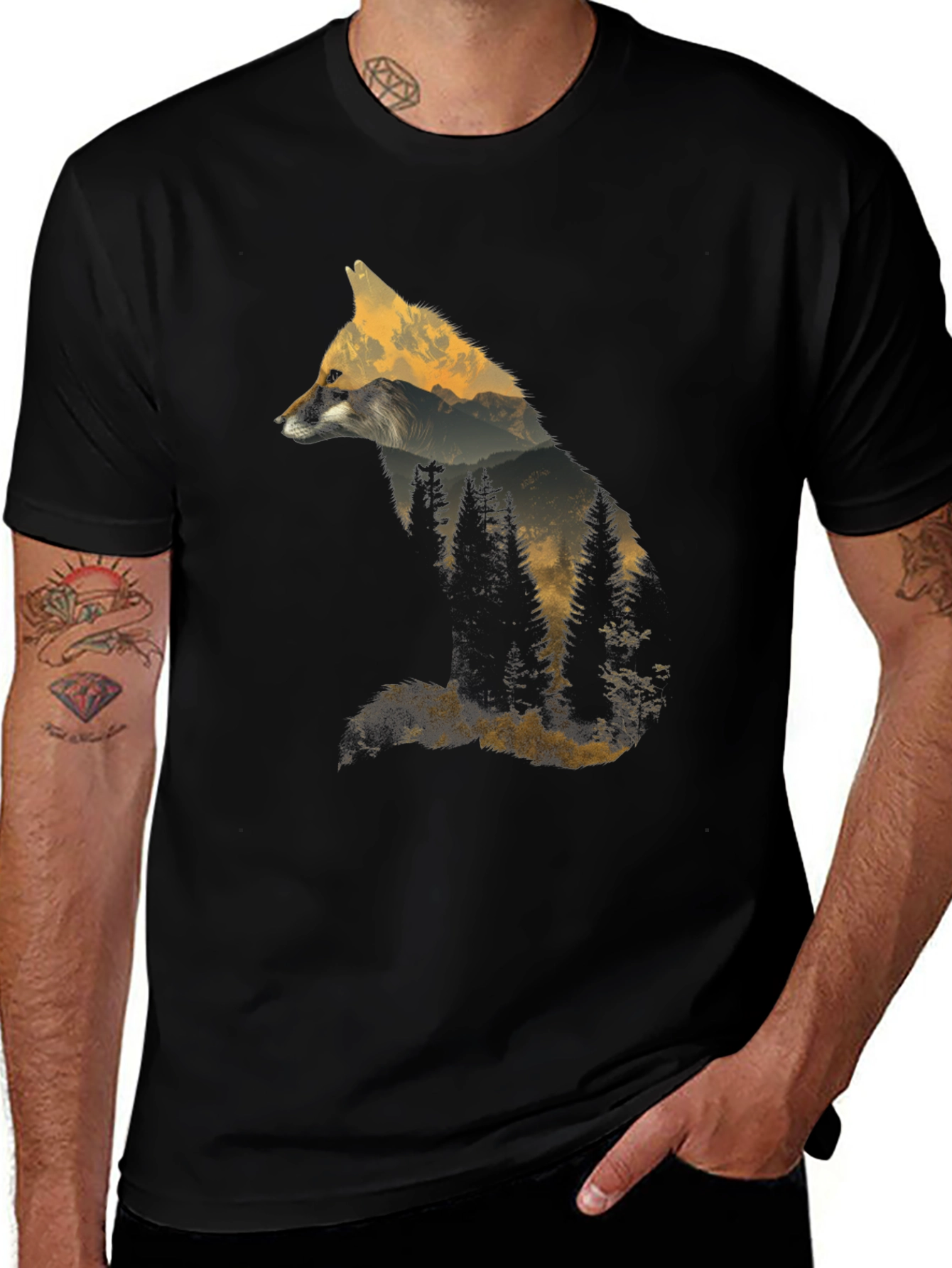 Fox Silhouette Graphic Tee - Nature Inspired Design