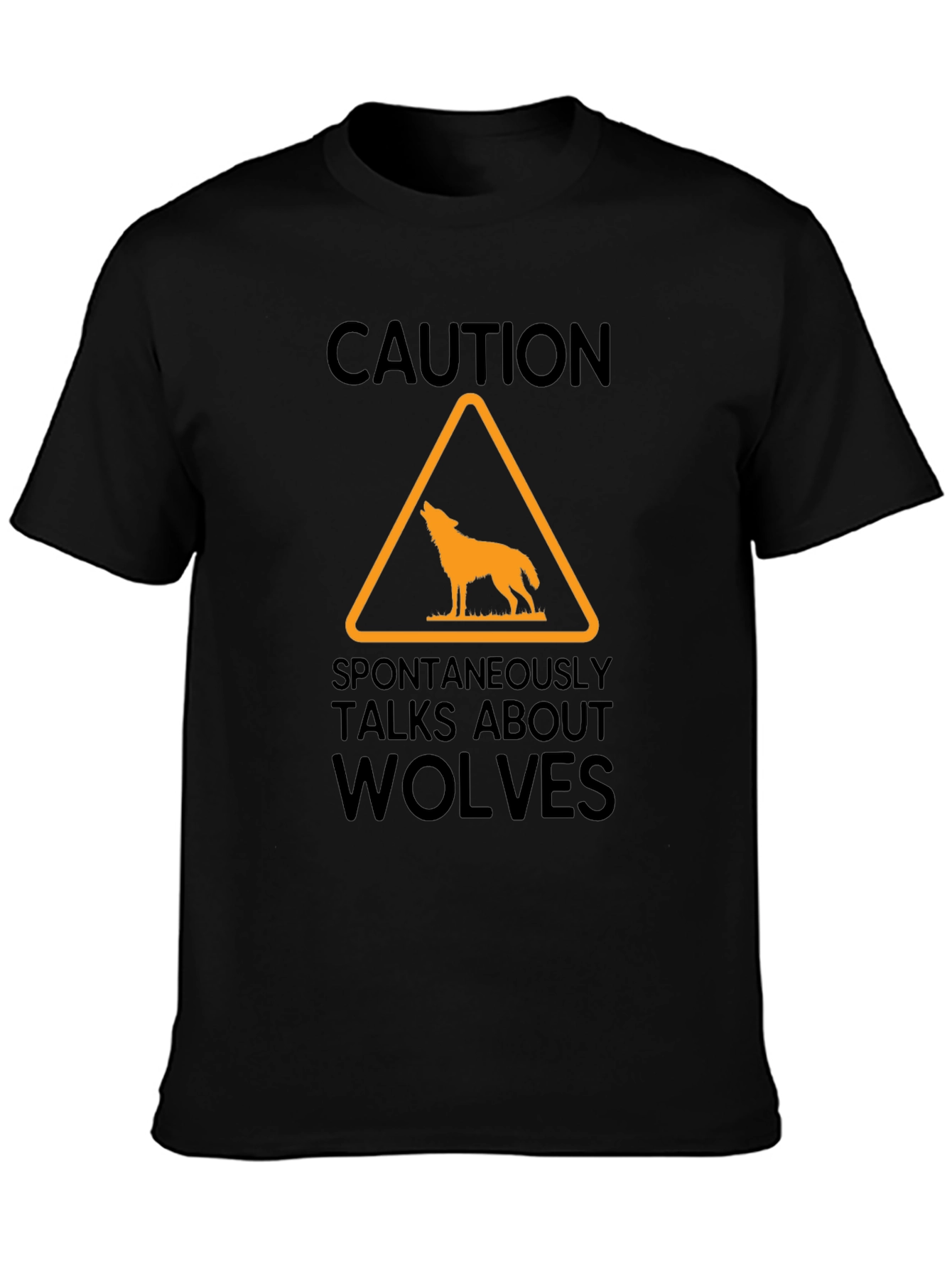 Caution Wolves Graphic T-Shirt - Funny Novelty Tee