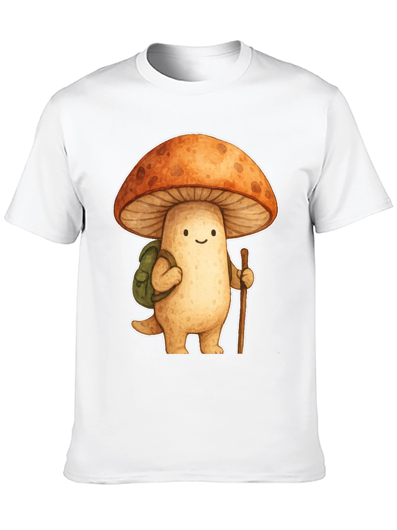 Mushroom Hiker Graphic Tee - Whimsical Nature Shirt