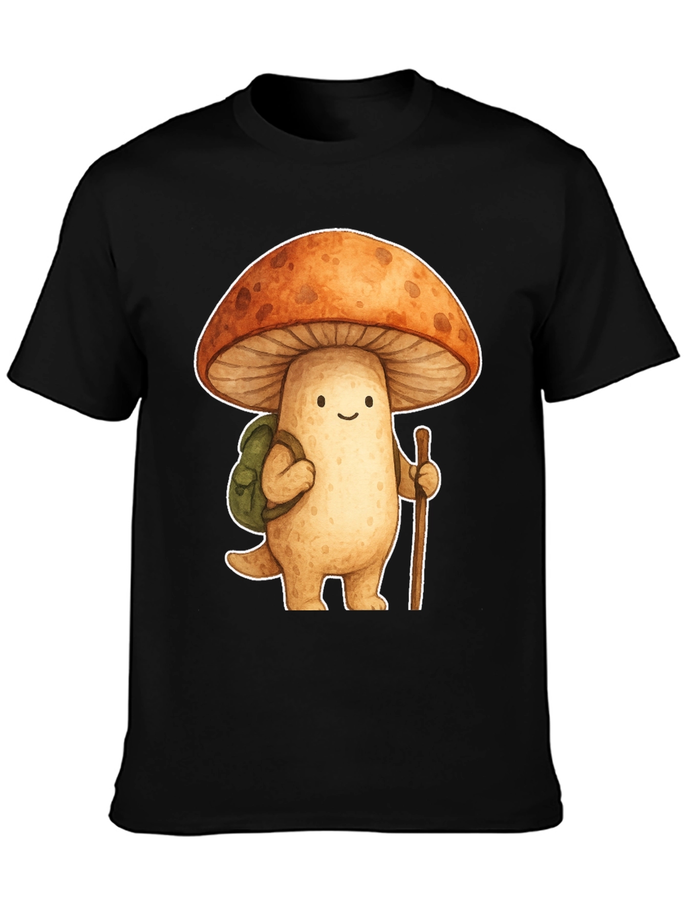 Mushroom Hiker Graphic Tee - Whimsical Nature Shirt
