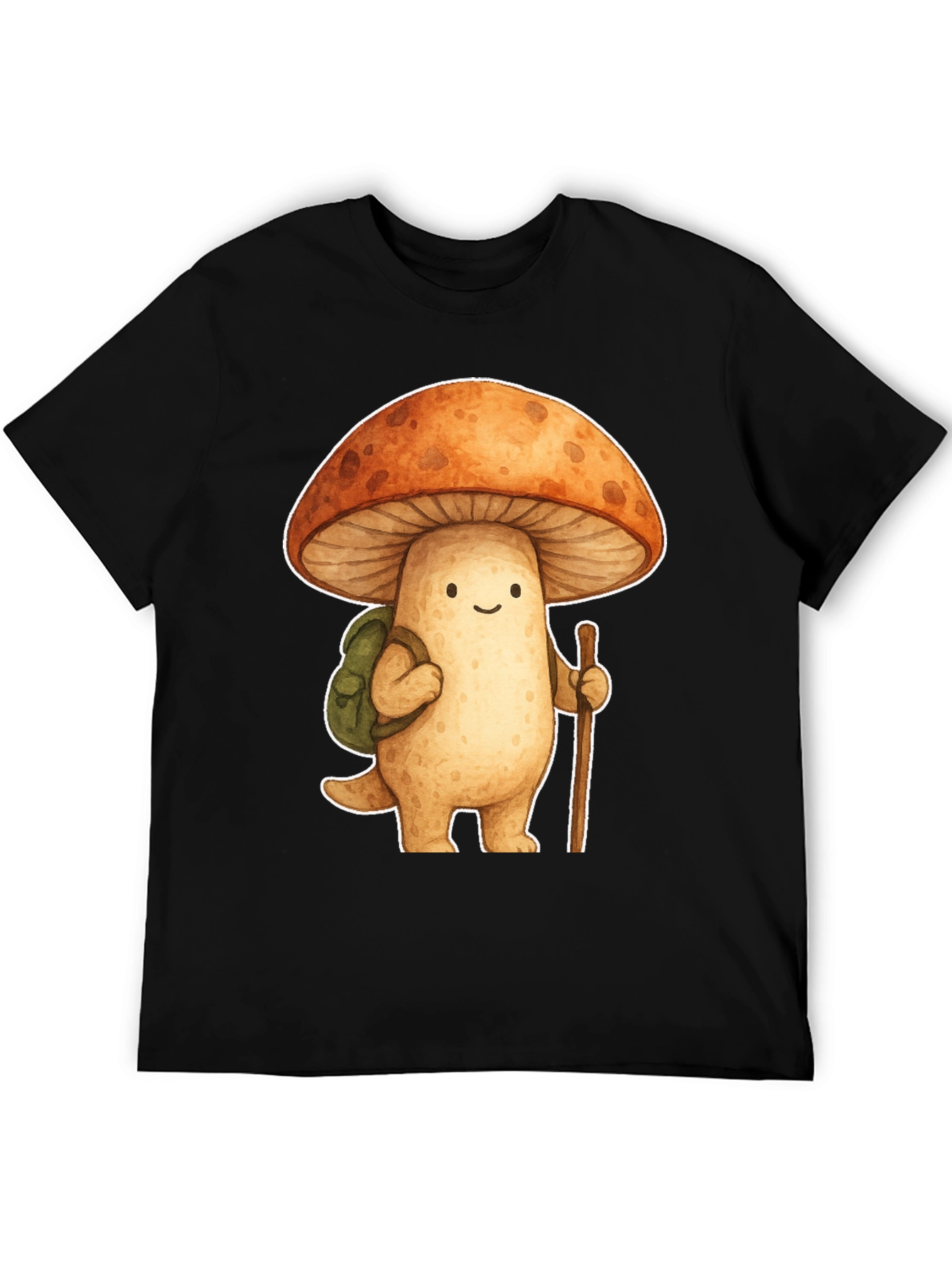 Mushroom Hiker Graphic Tee - Whimsical Nature Shirt