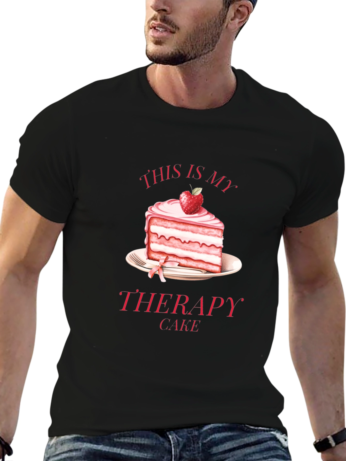 This Is My Therapy Cake Black T-Shirt