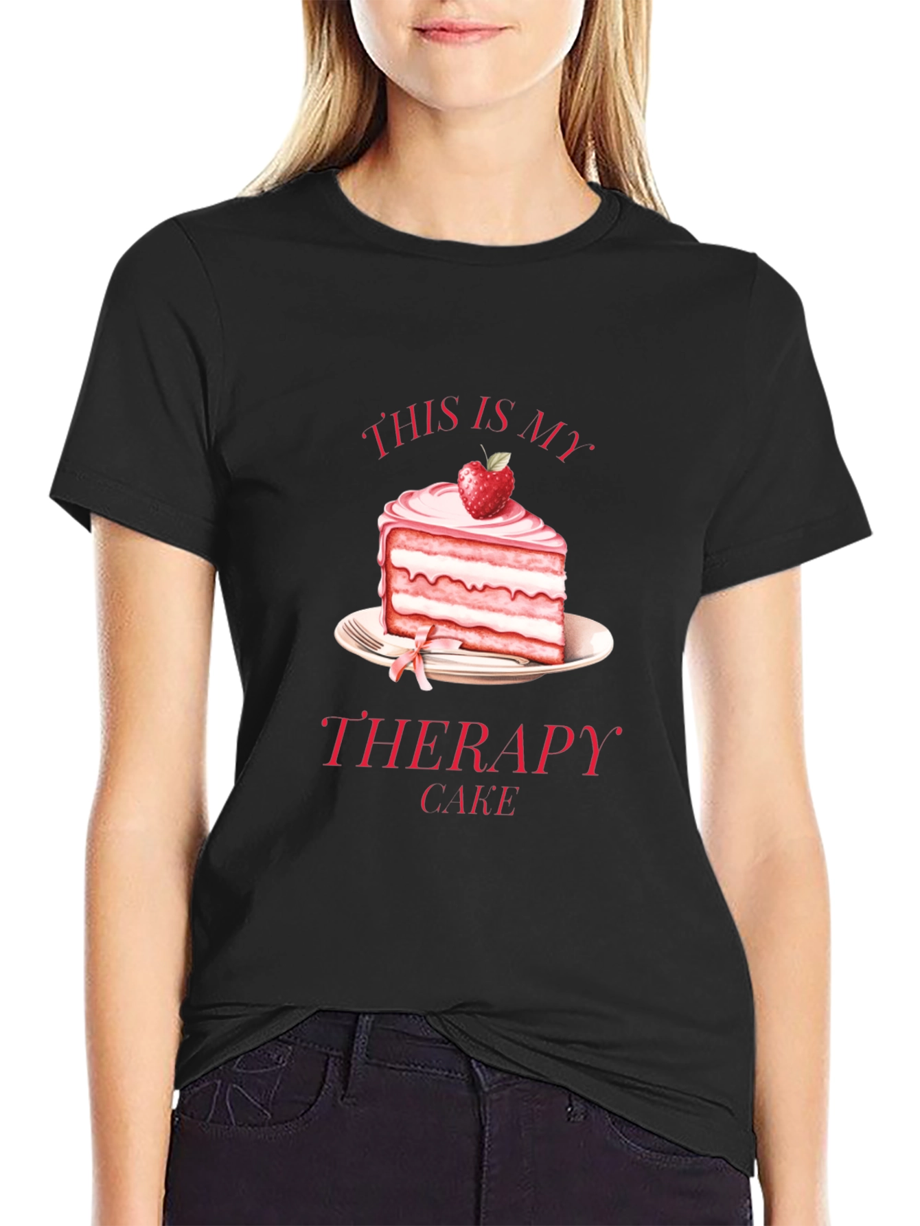 This Is My Therapy Cake Black T-Shirt