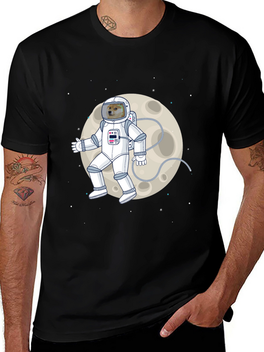 Doge Astronaut Moonwalk T-Shirt - Black