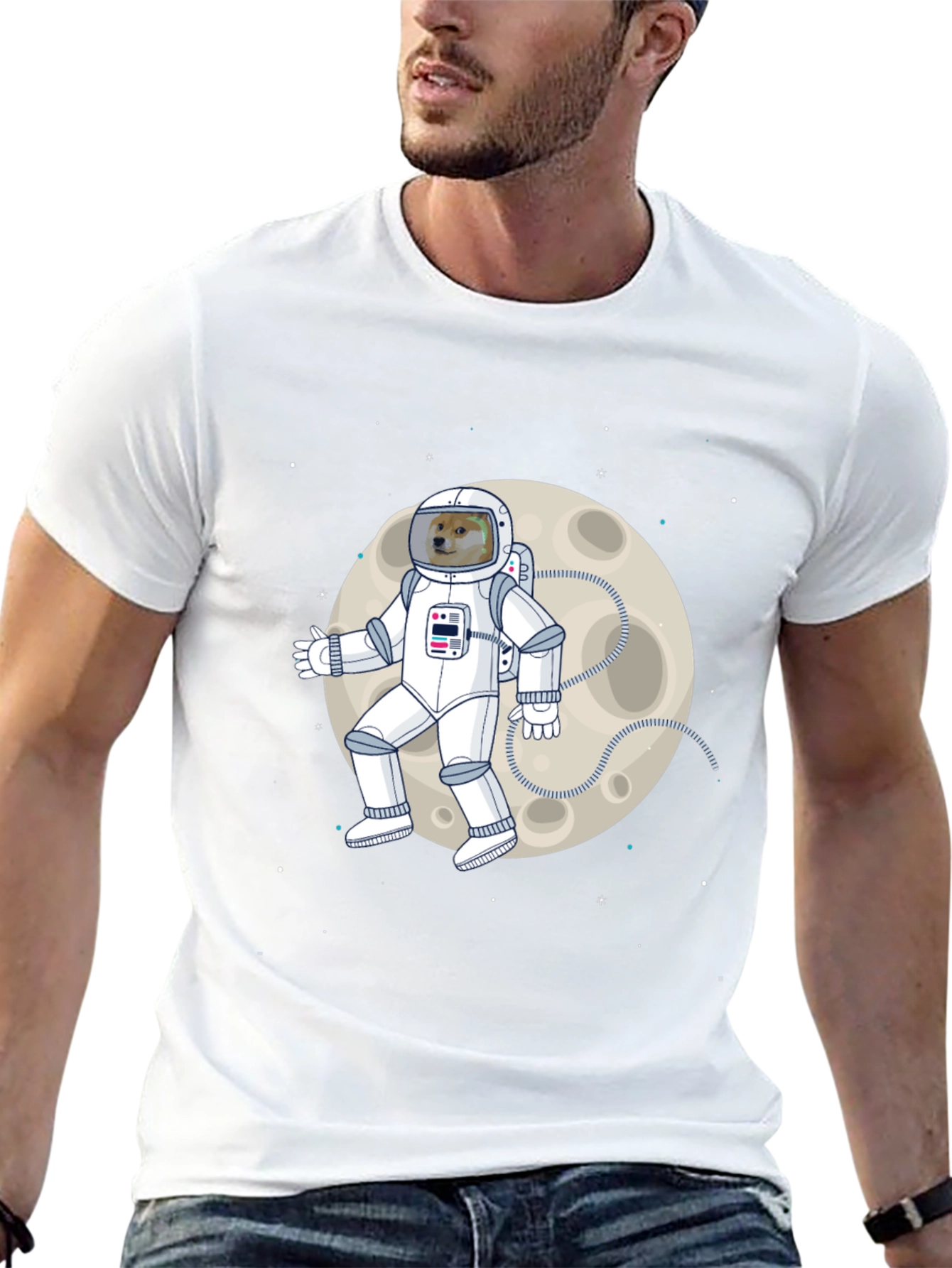 Doge Astronaut Moonwalk T-Shirt - Black
