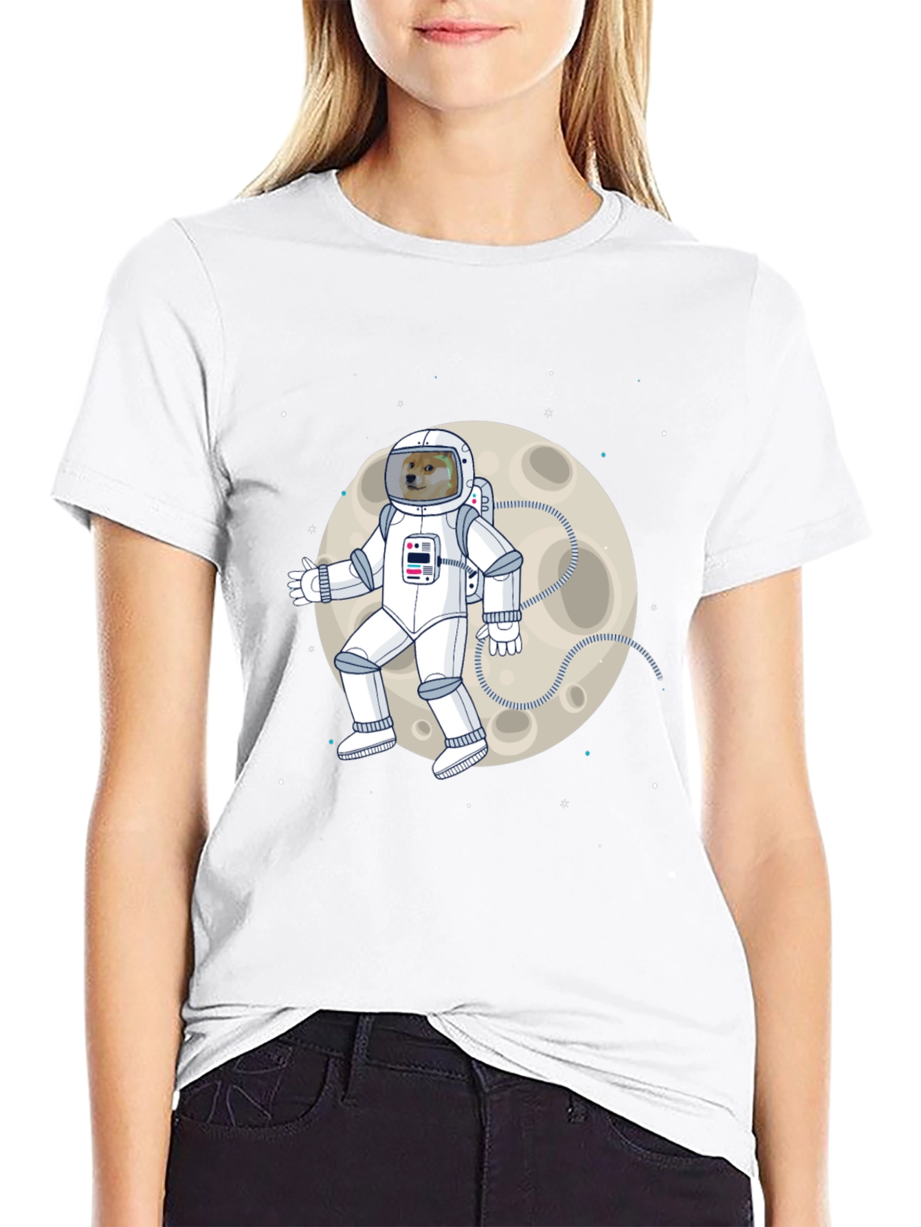 Doge Astronaut Moonwalk T-Shirt - Black