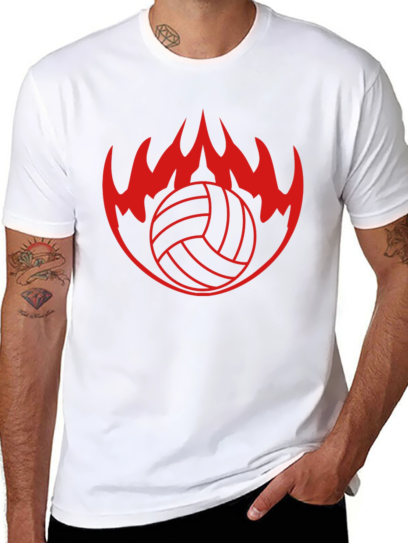 Volleyball Flame Graphic Tee - Black T-Shirt