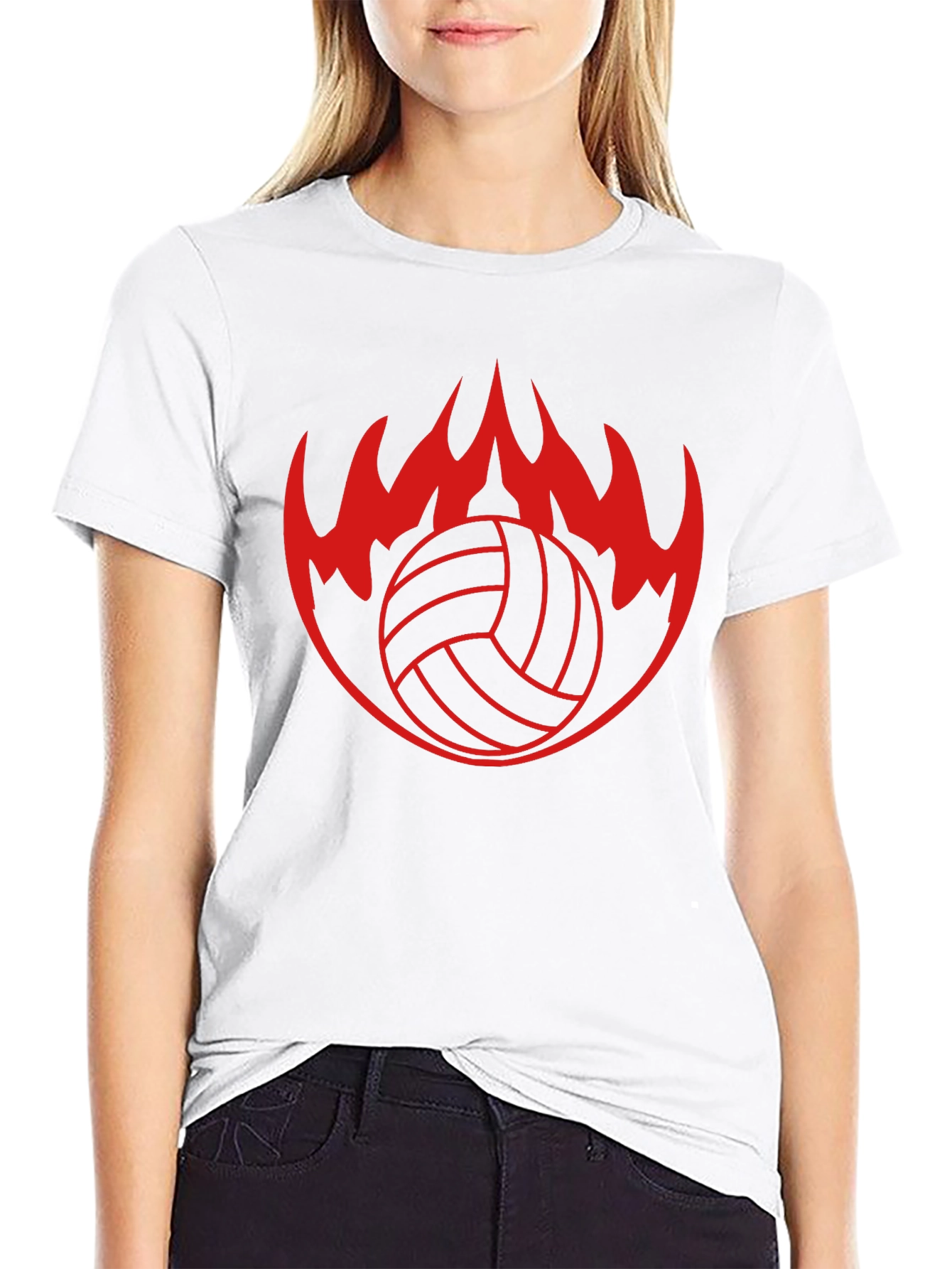 Volleyball Flame Graphic Tee - Black T-Shirt