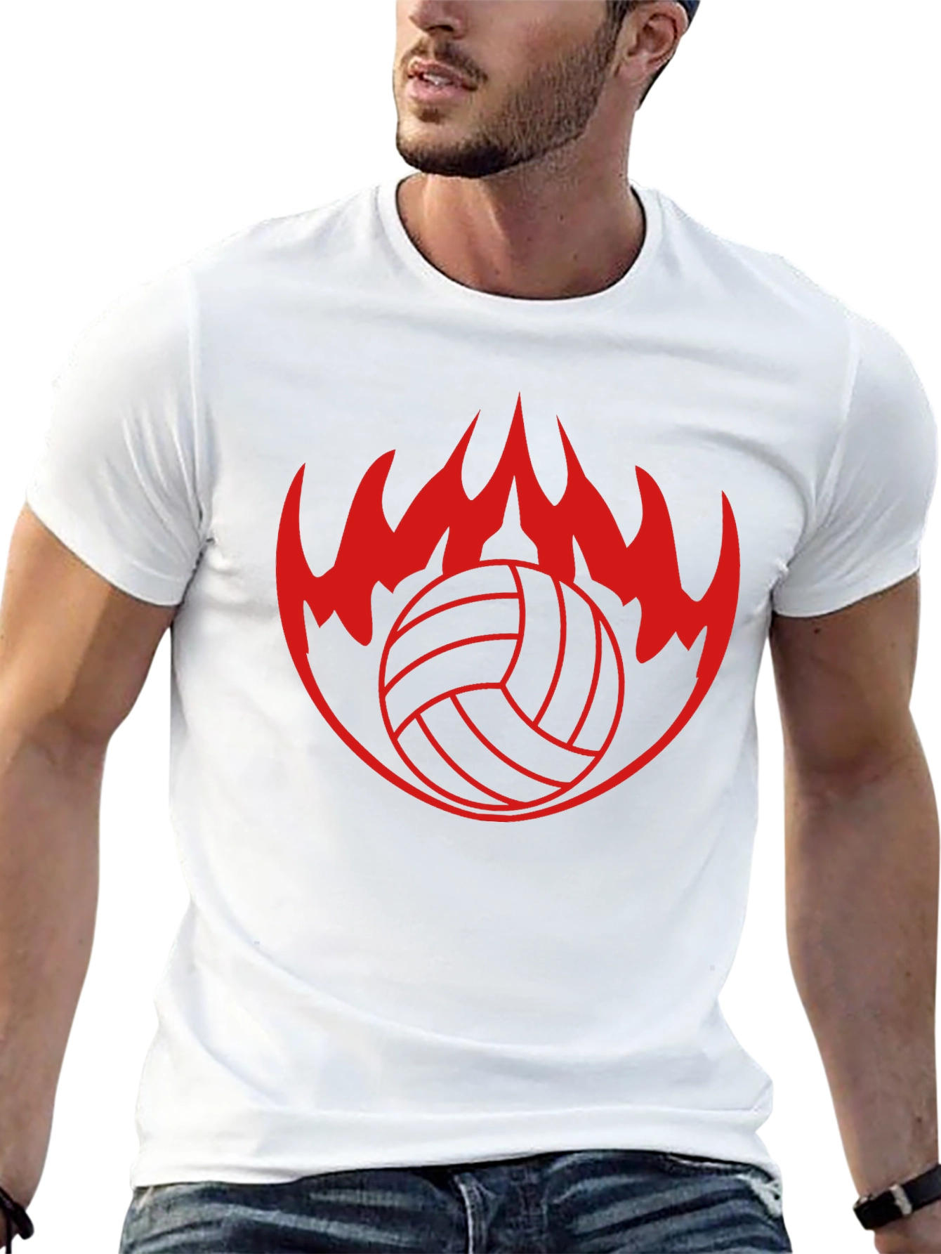 Volleyball Flame Graphic Tee - Black T-Shirt