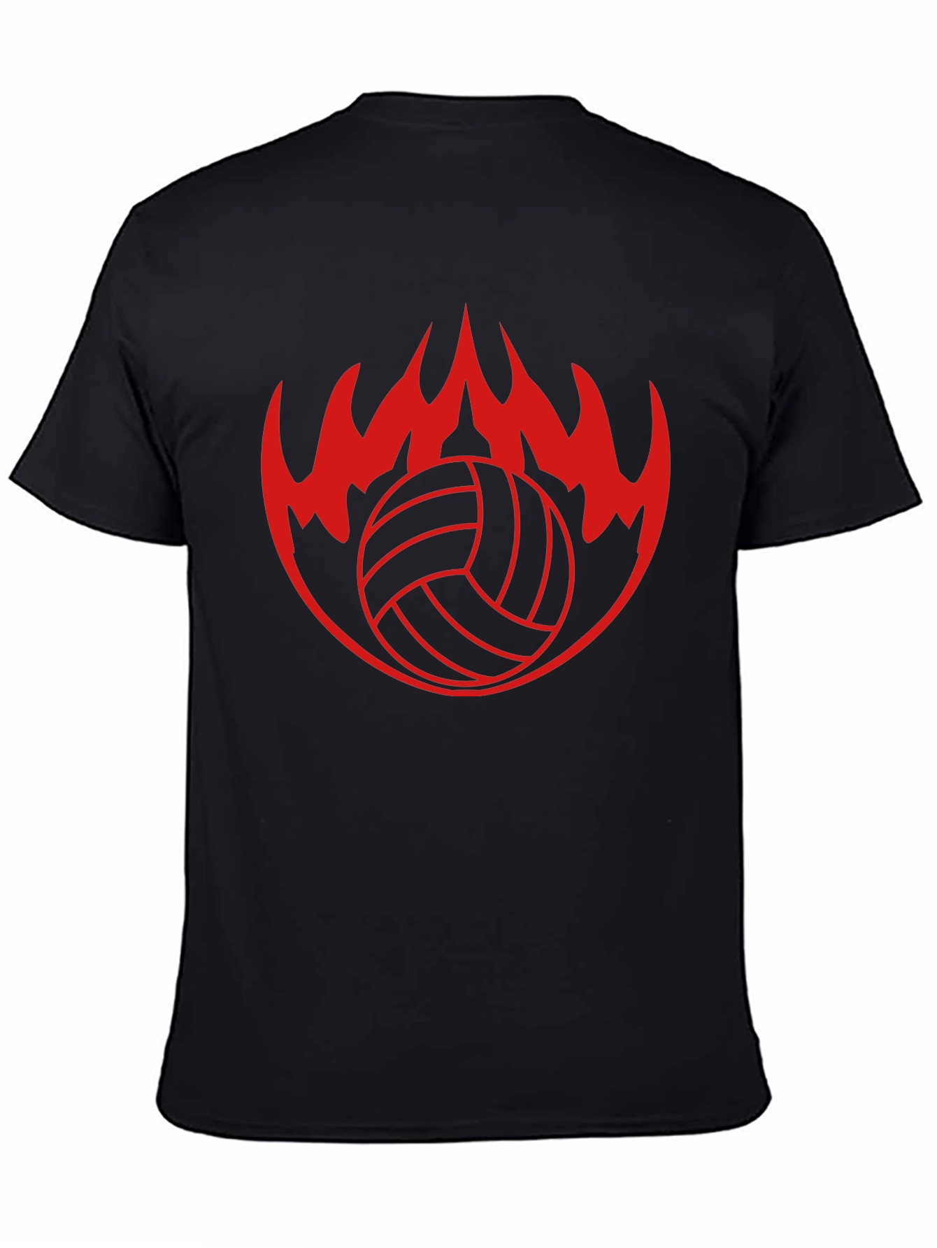 Volleyball Flame Graphic Tee - Black T-Shirt