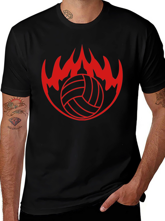 Volleyball Flame Graphic Tee - Black T-Shirt