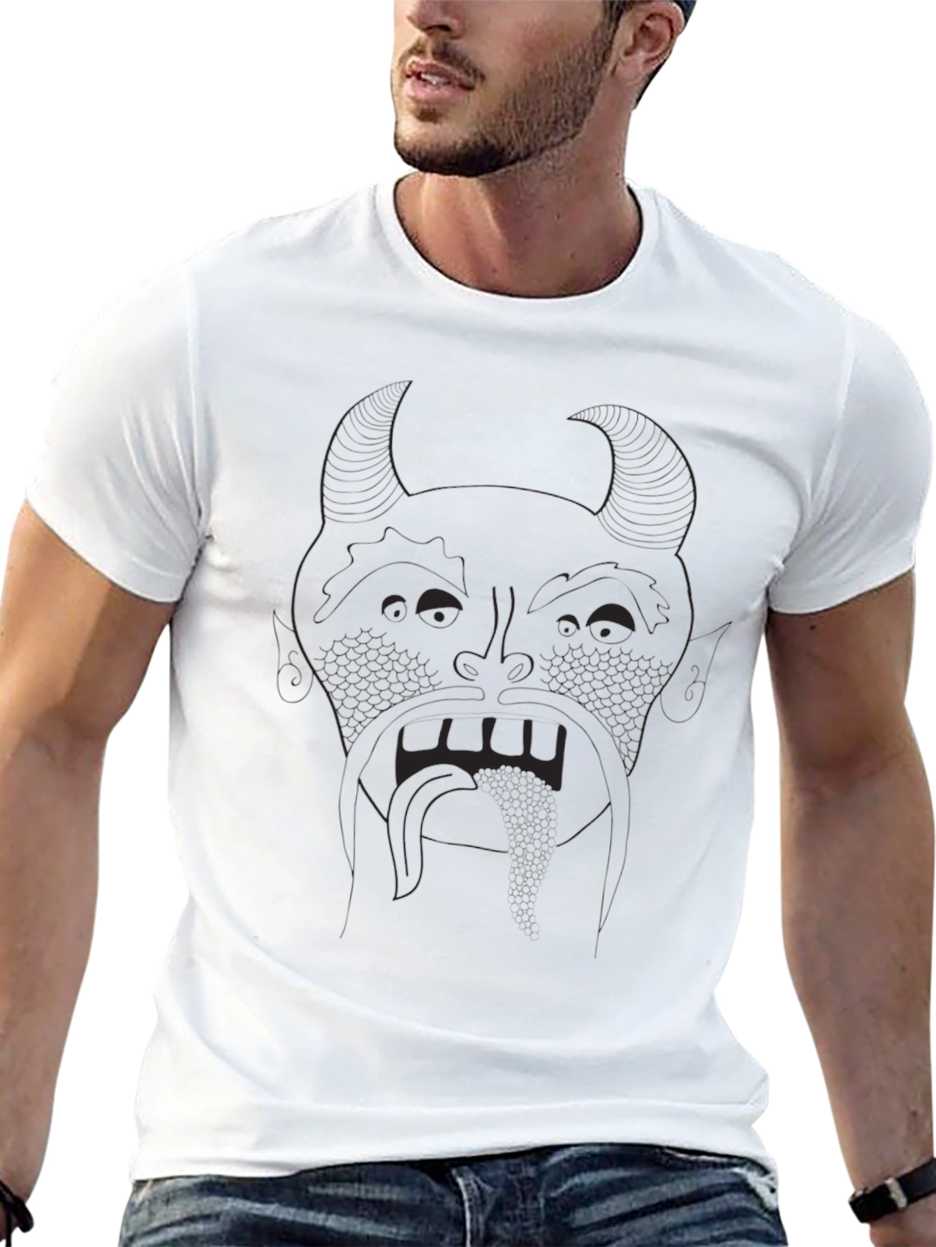 Mens Black Graphic T-Shirt - Devil Face Design