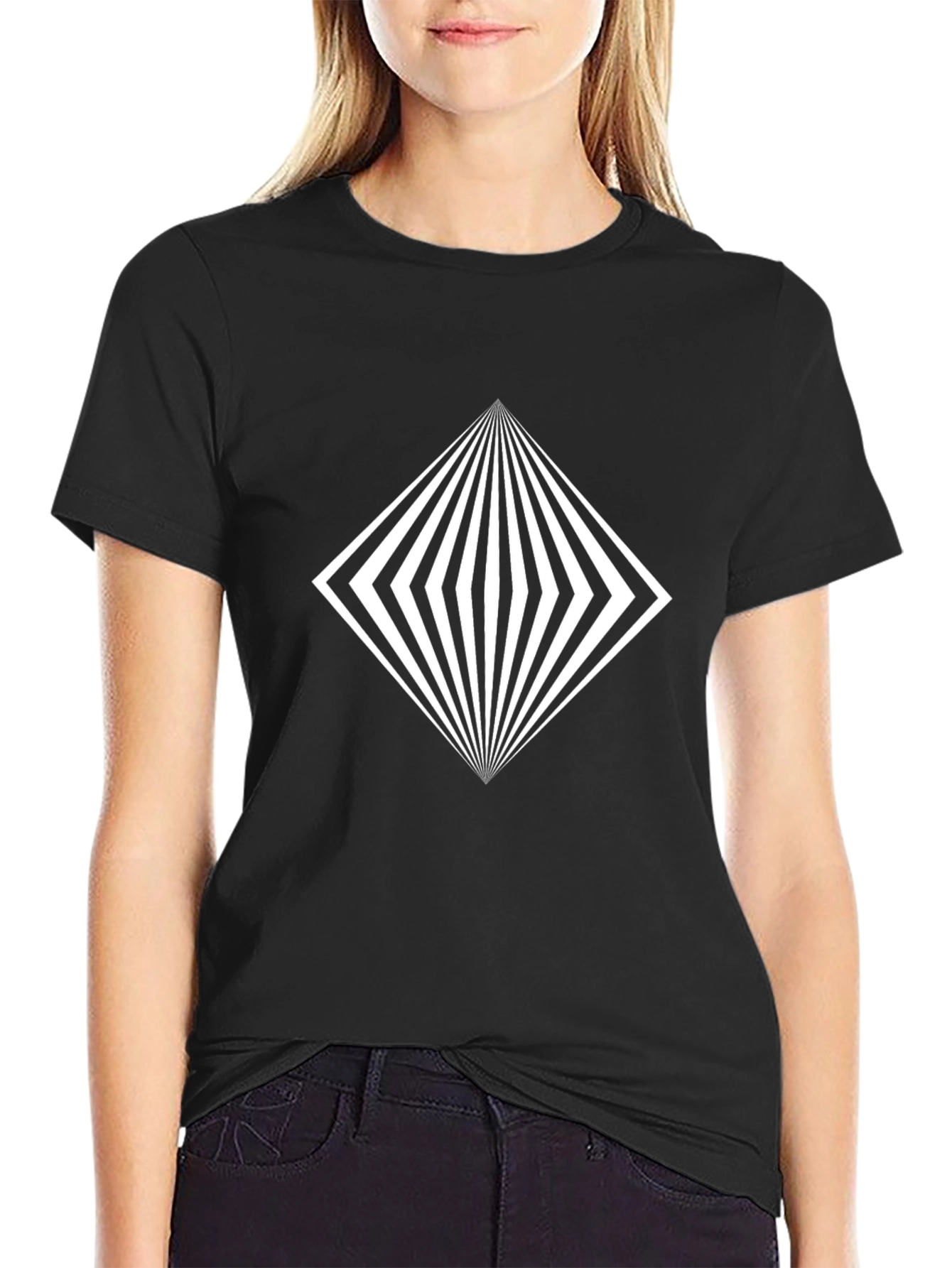 Geometric Diamond Graphic Tee - Modern Style