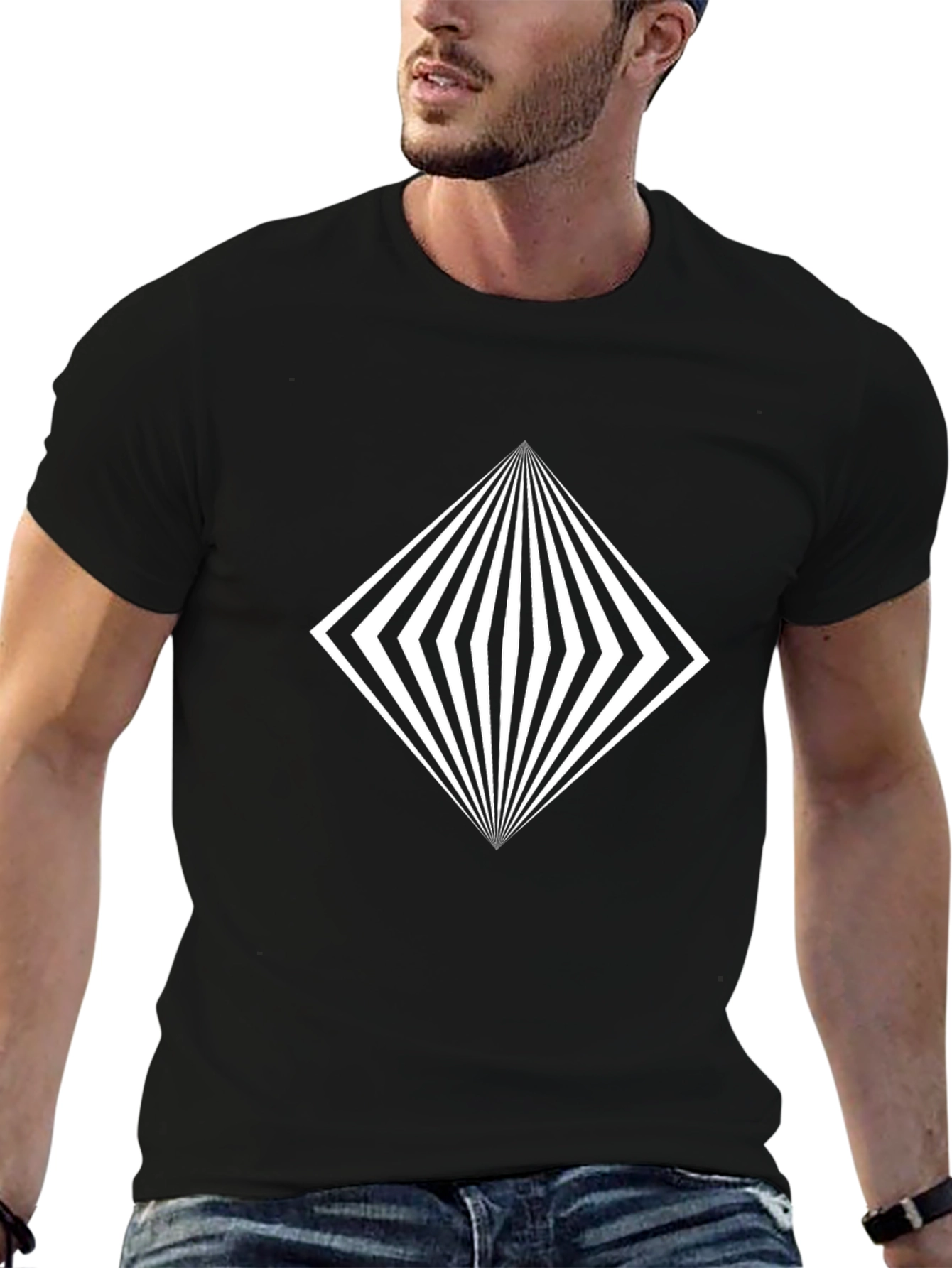 Geometric Diamond Graphic Tee - Modern Style