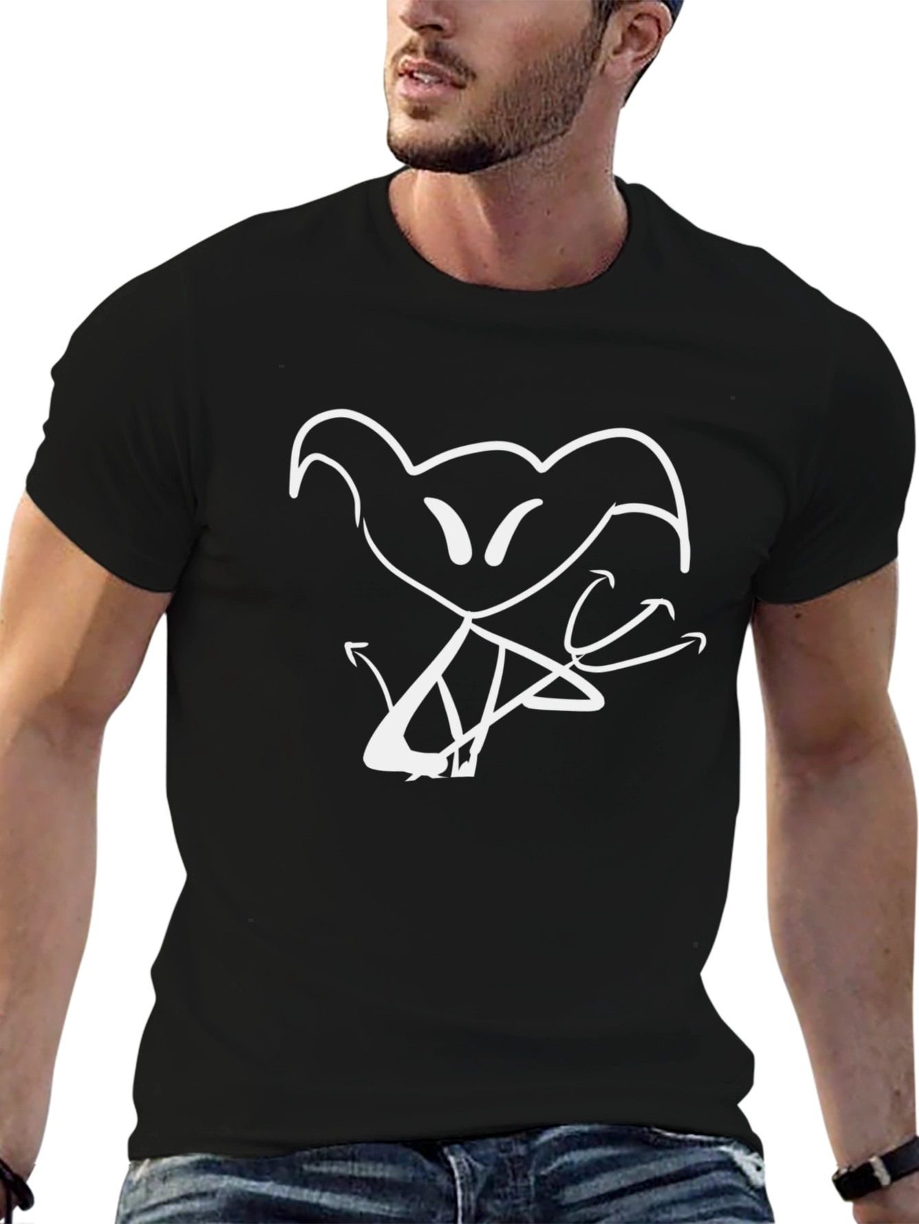 Abstract Graphic Tee - Black Cotton Casual