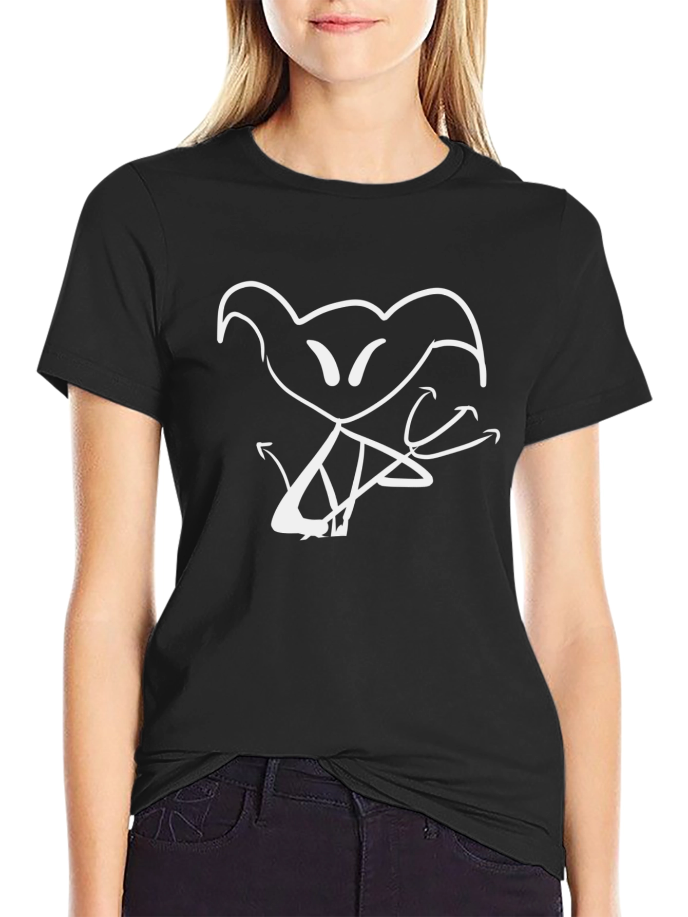 Abstract Graphic Tee - Black Cotton Casual