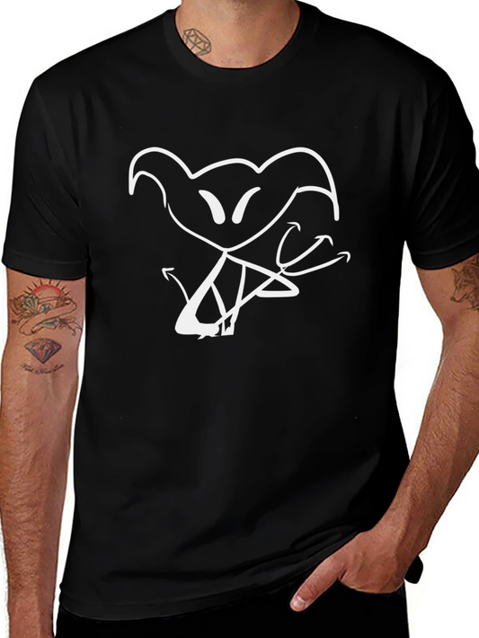 Abstract Graphic Tee - Black Cotton Casual