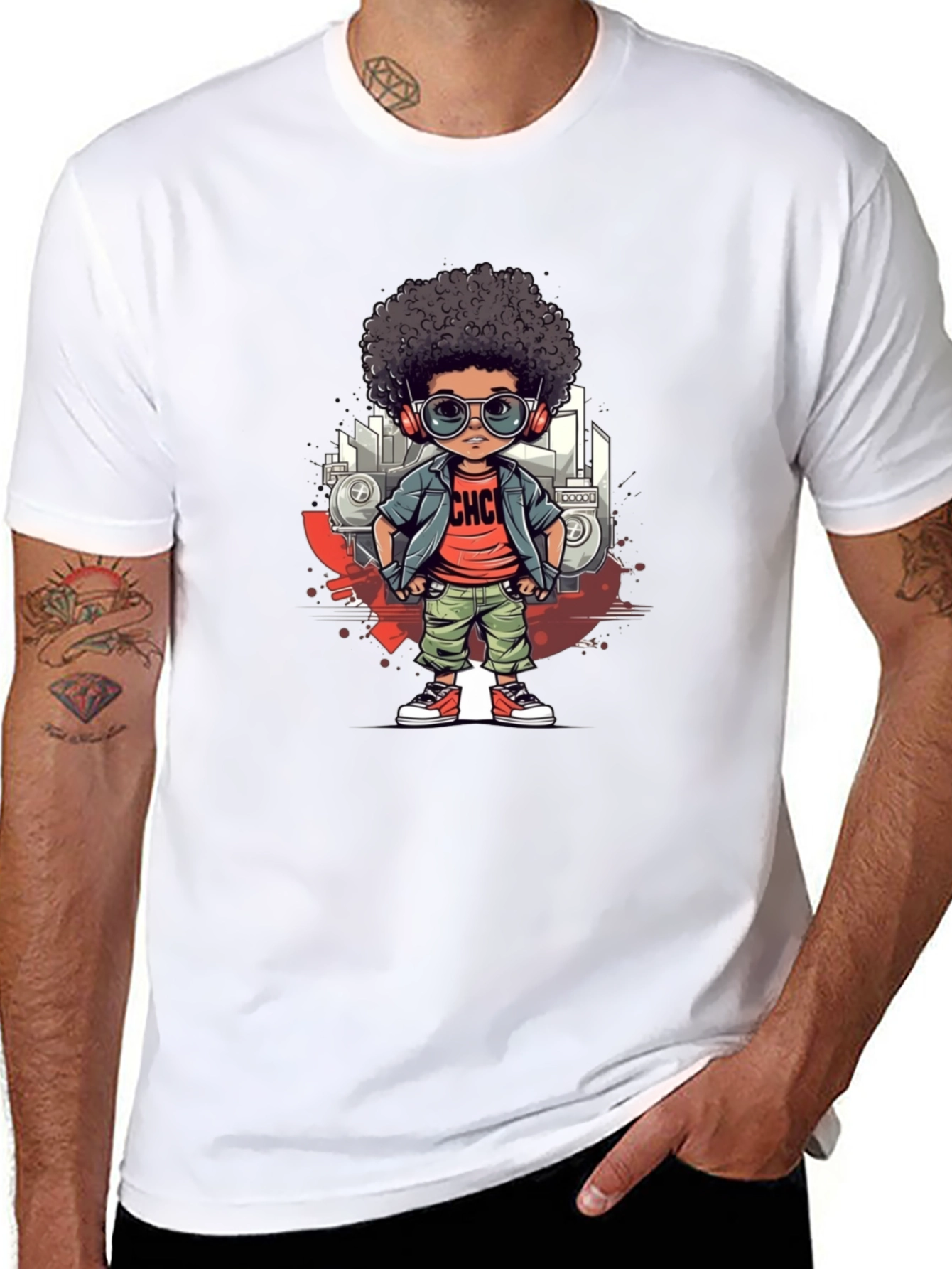 Cool Cartoon Kid Graphic Tee - Black