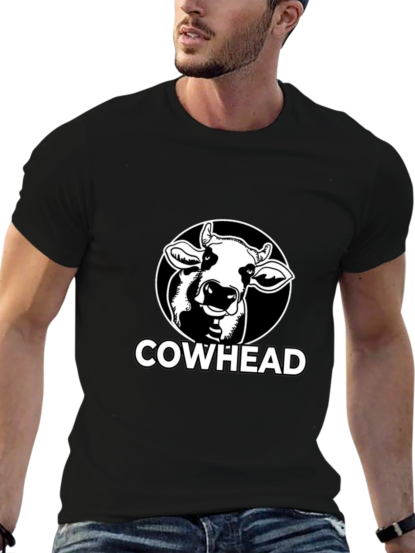 Cowhead Graphic Tee - Black Cotton T-Shirt