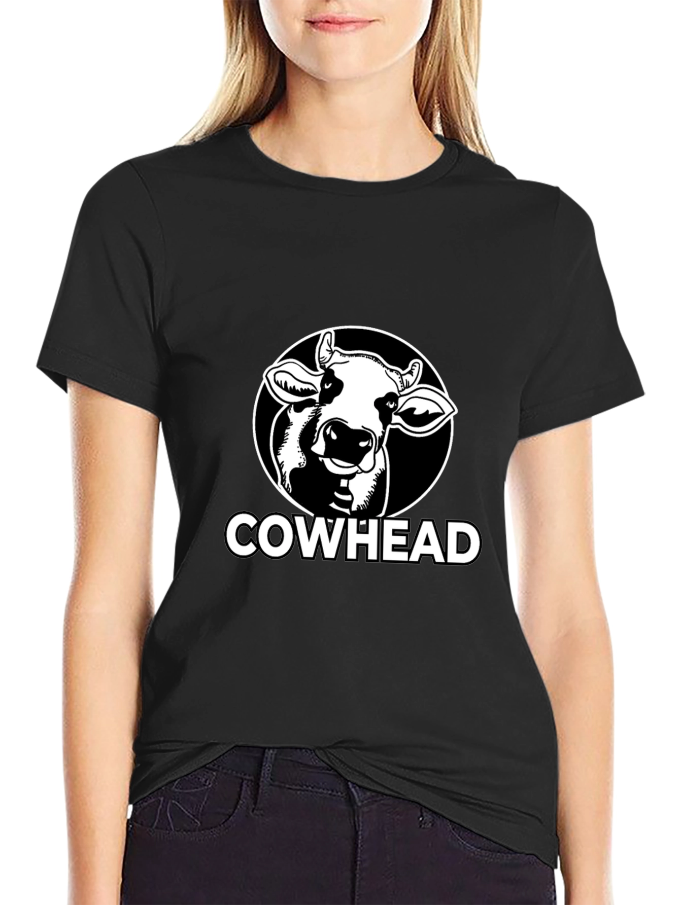 Cowhead Graphic Tee - Black Cotton T-Shirt