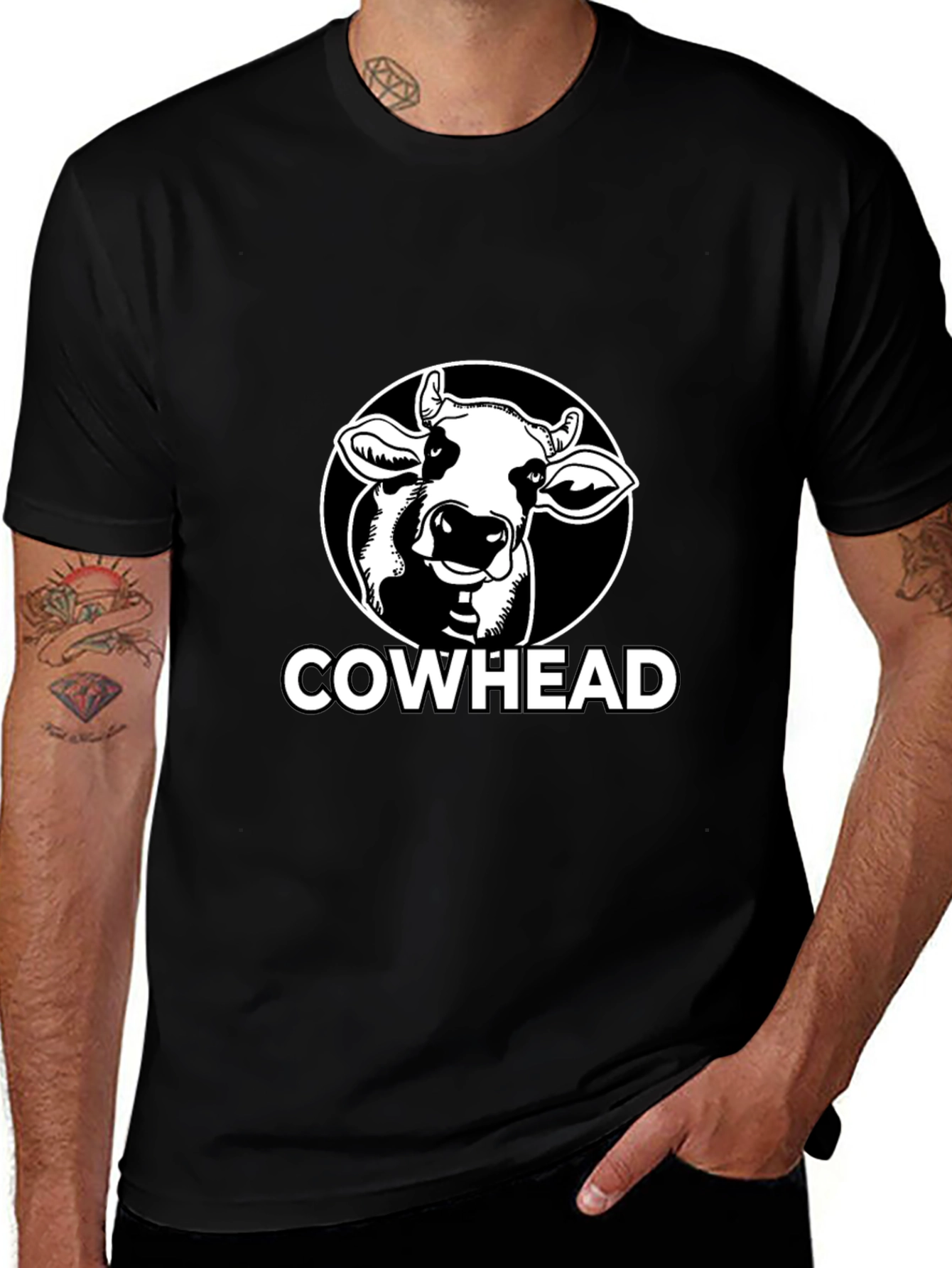 Cowhead Graphic Tee - Black Cotton T-Shirt