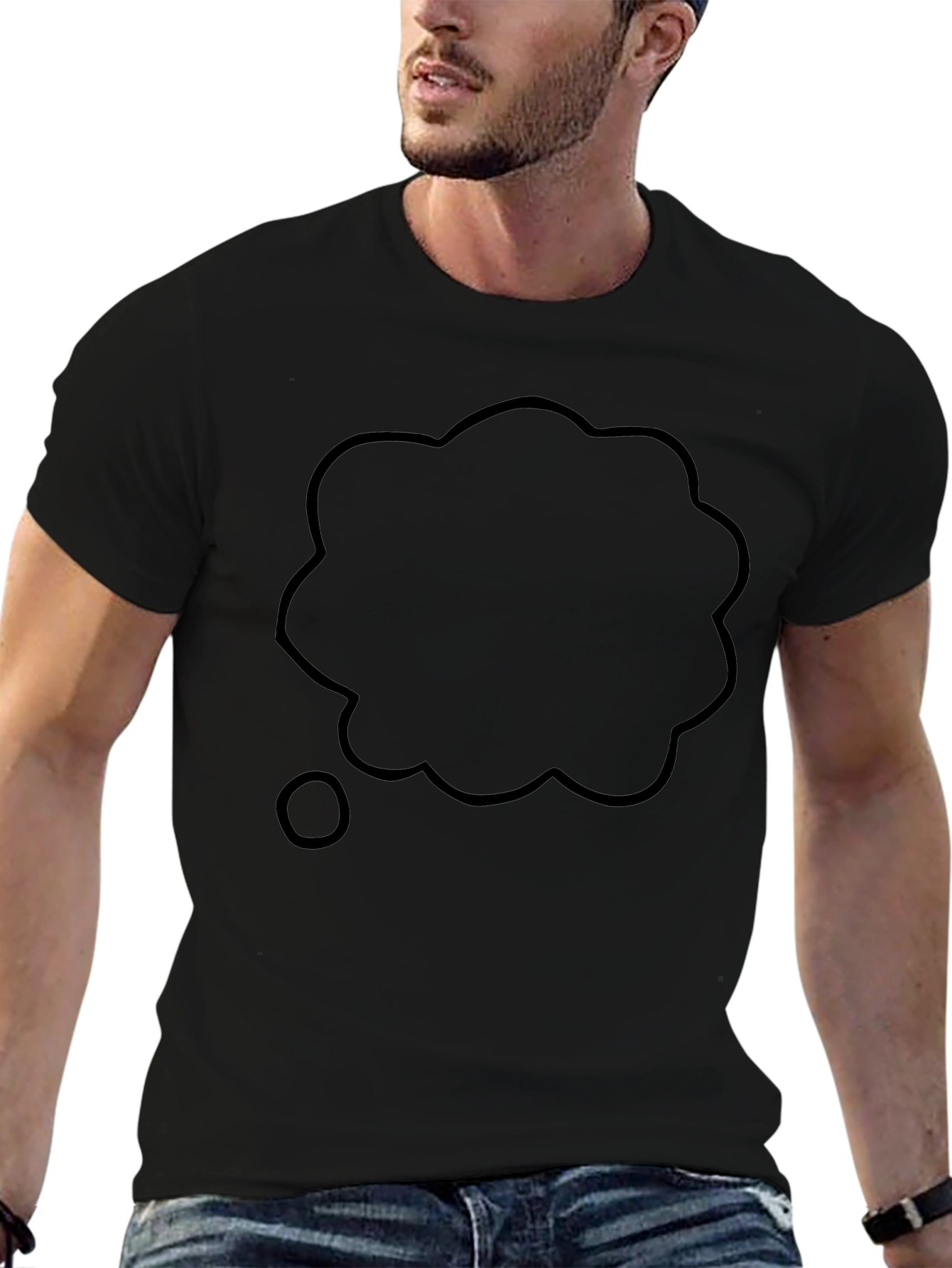 Black T-Shirt with Thought Bubble Graphic