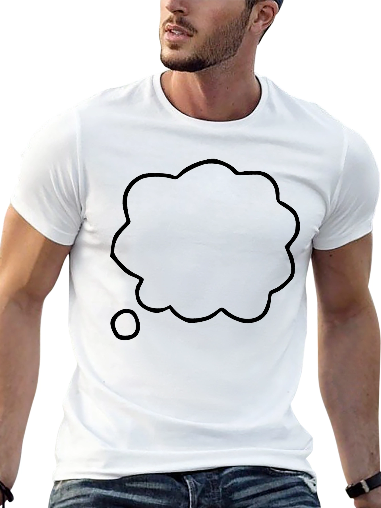 Black T-Shirt with Thought Bubble Graphic