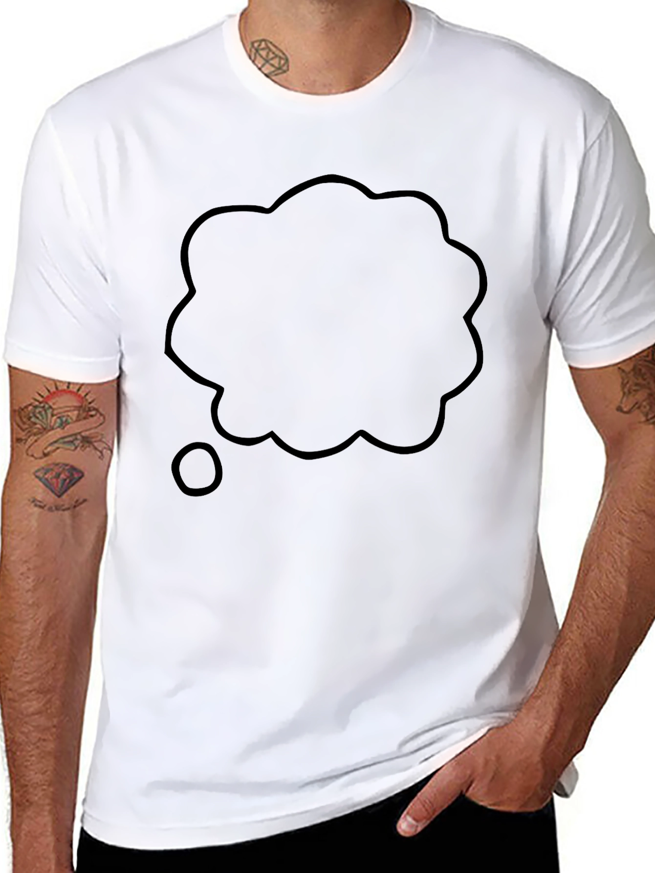 Black T-Shirt with Thought Bubble Graphic