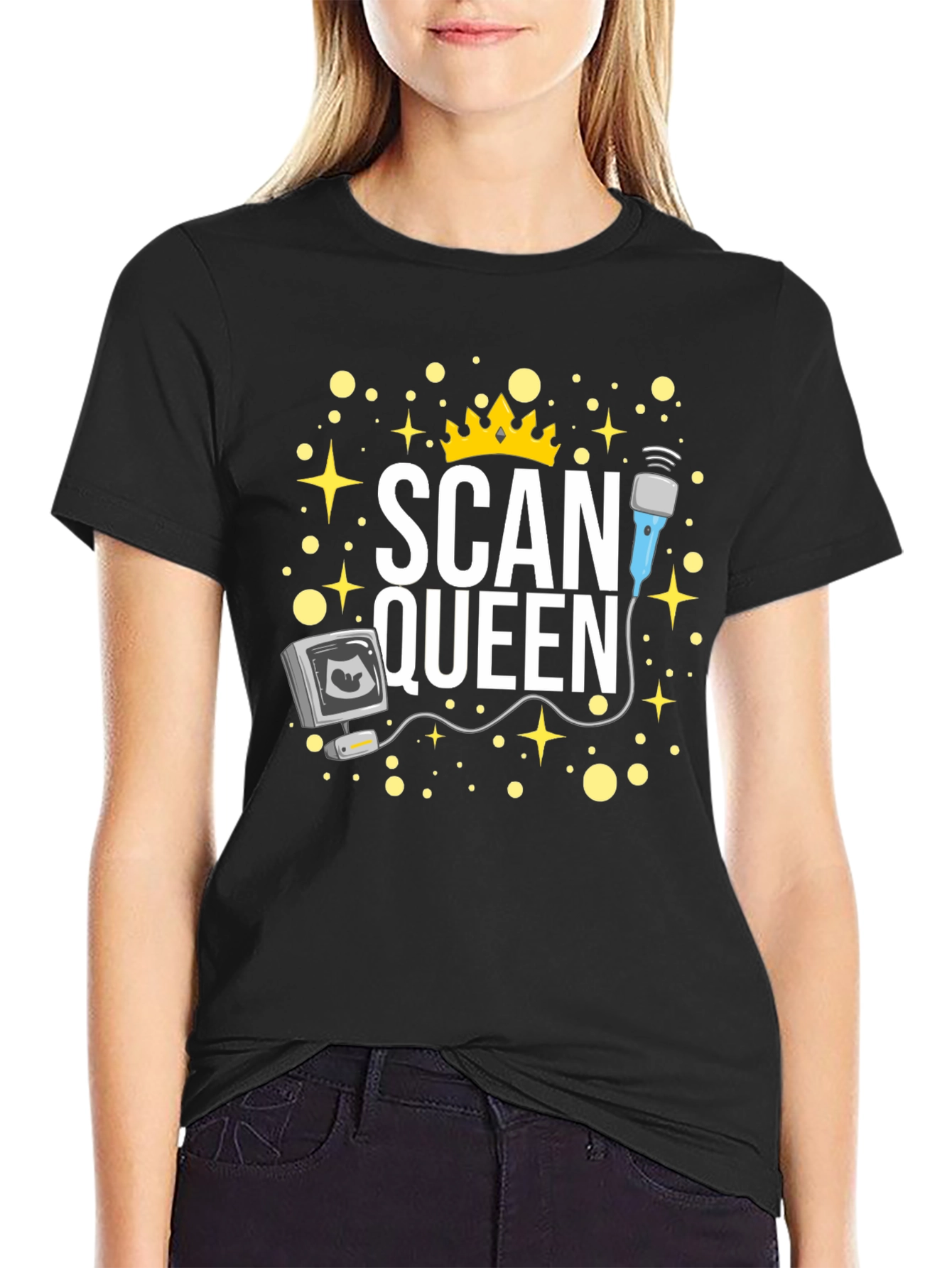 Scan Queen Ultrasound Tech Black Graphic Tee