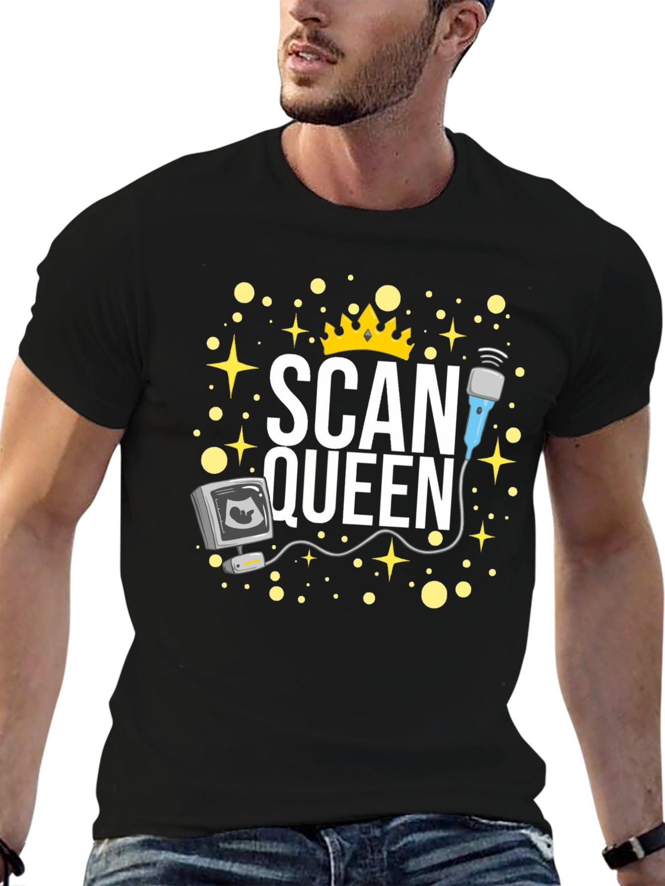 Scan Queen Ultrasound Tech Black Graphic Tee