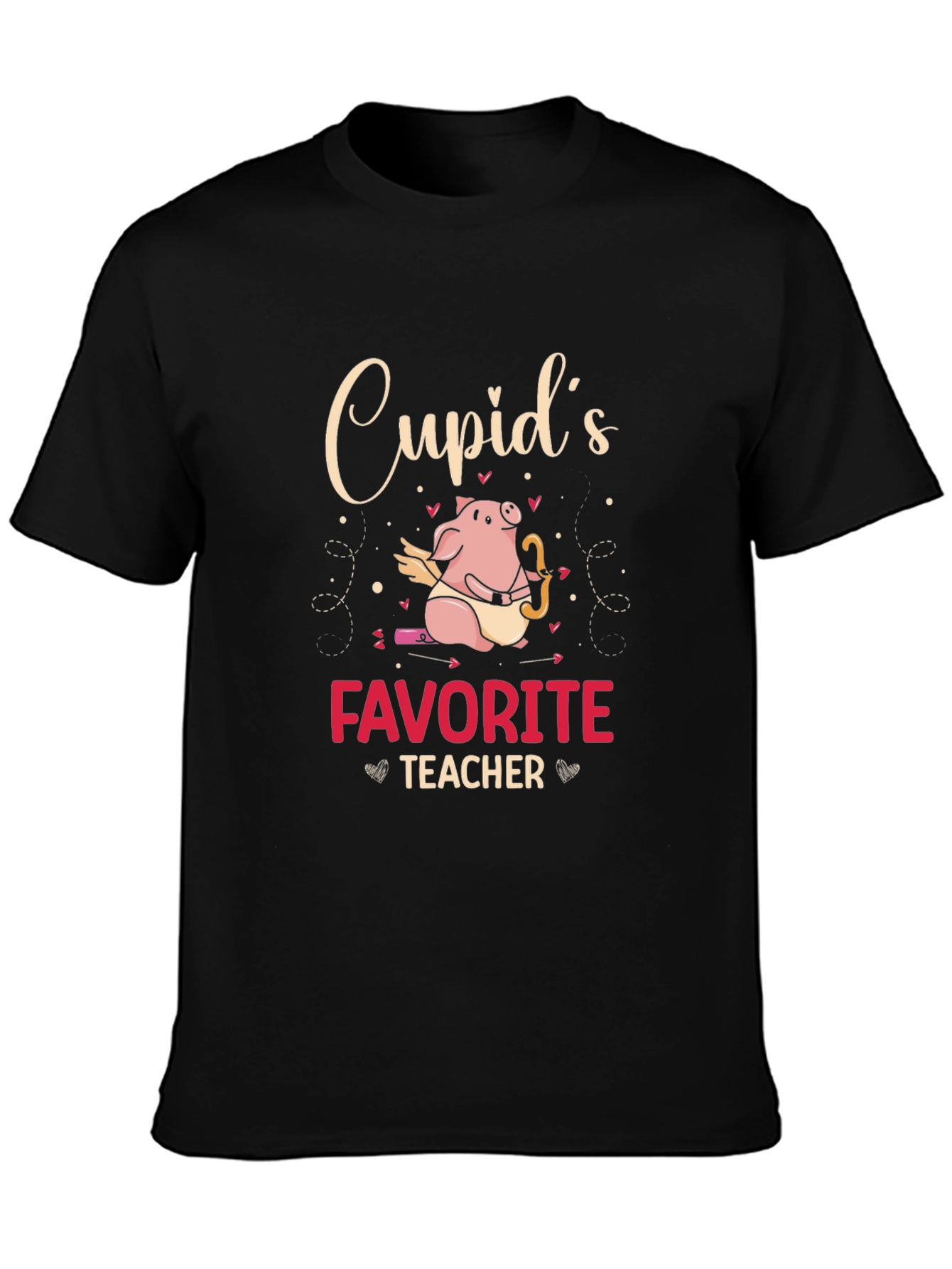 Cupids Favorite Teacher Black T-Shirt