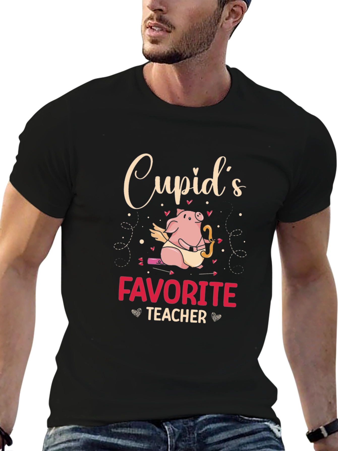 Cupids Favorite Teacher Black T-Shirt