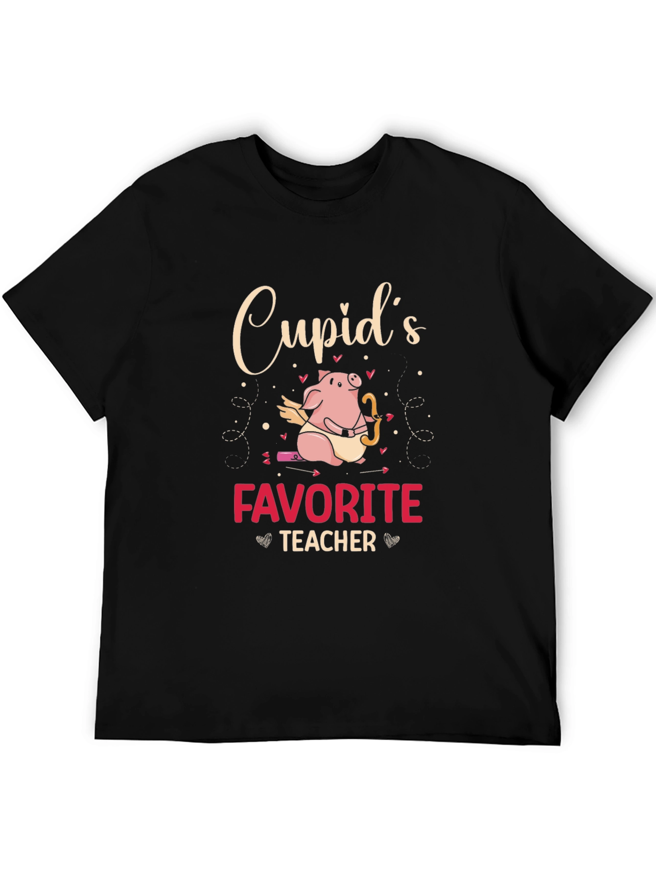 Cupids Favorite Teacher Black T-Shirt
