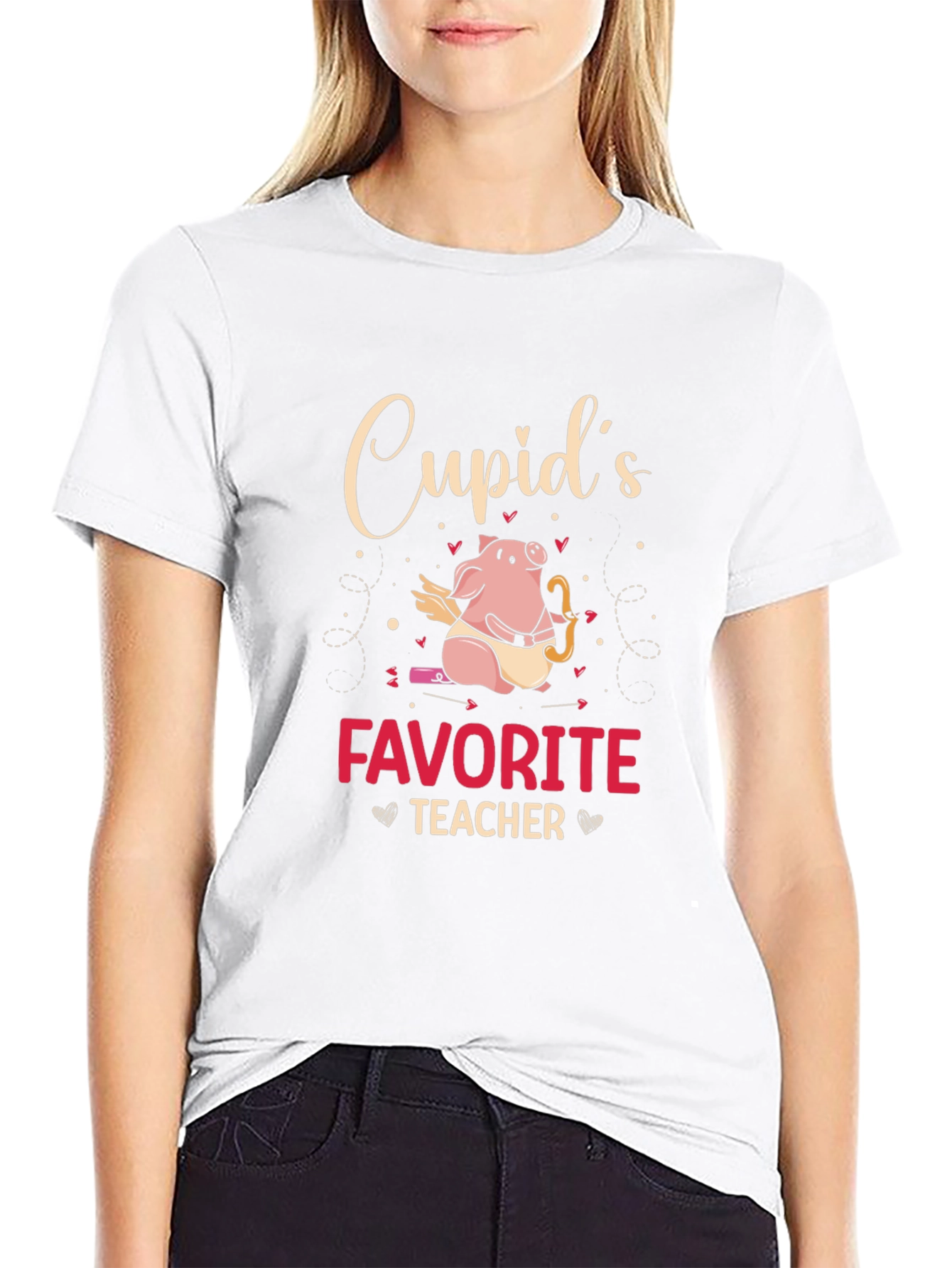 Cupids Favorite Teacher Black T-Shirt