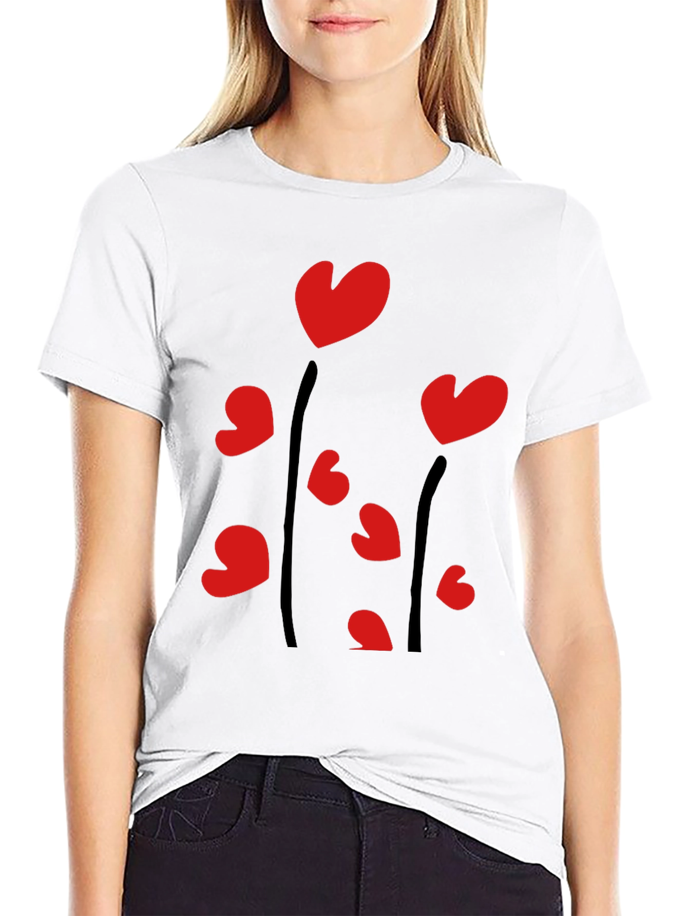 Heart Bloom Black Tee
