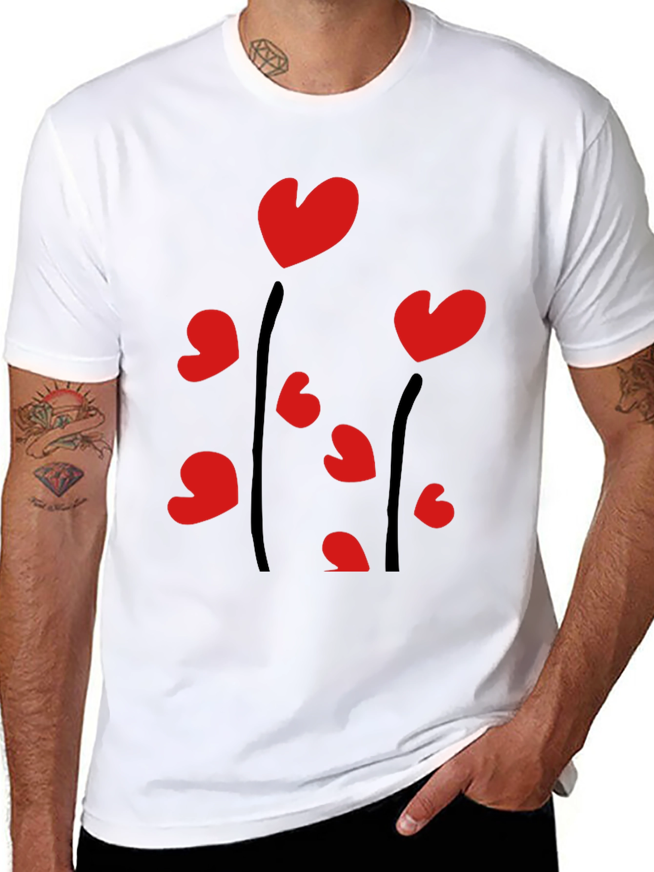 Heart Bloom Black Tee