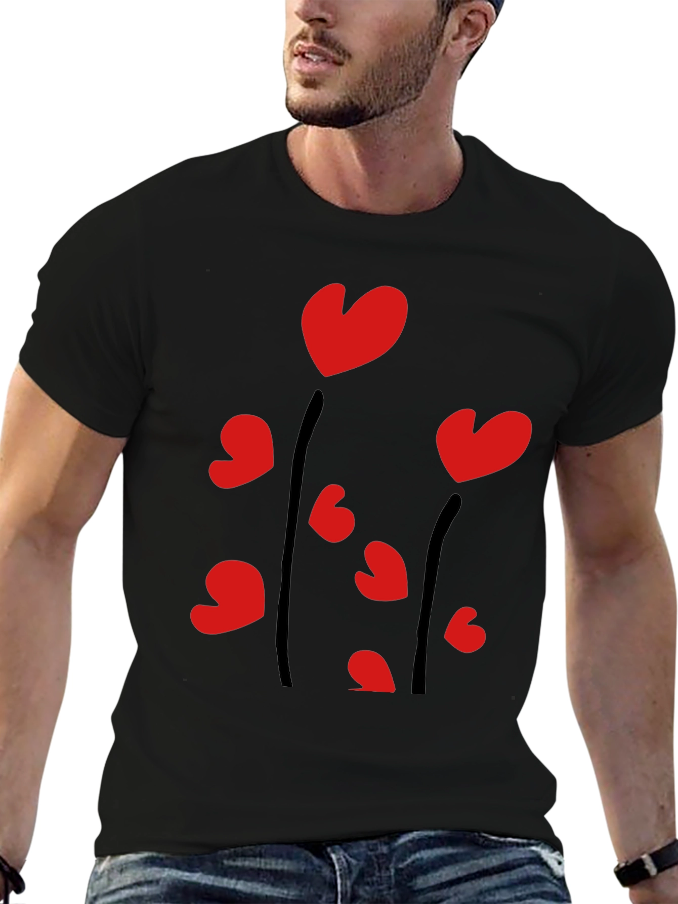 Heart Bloom Black Tee