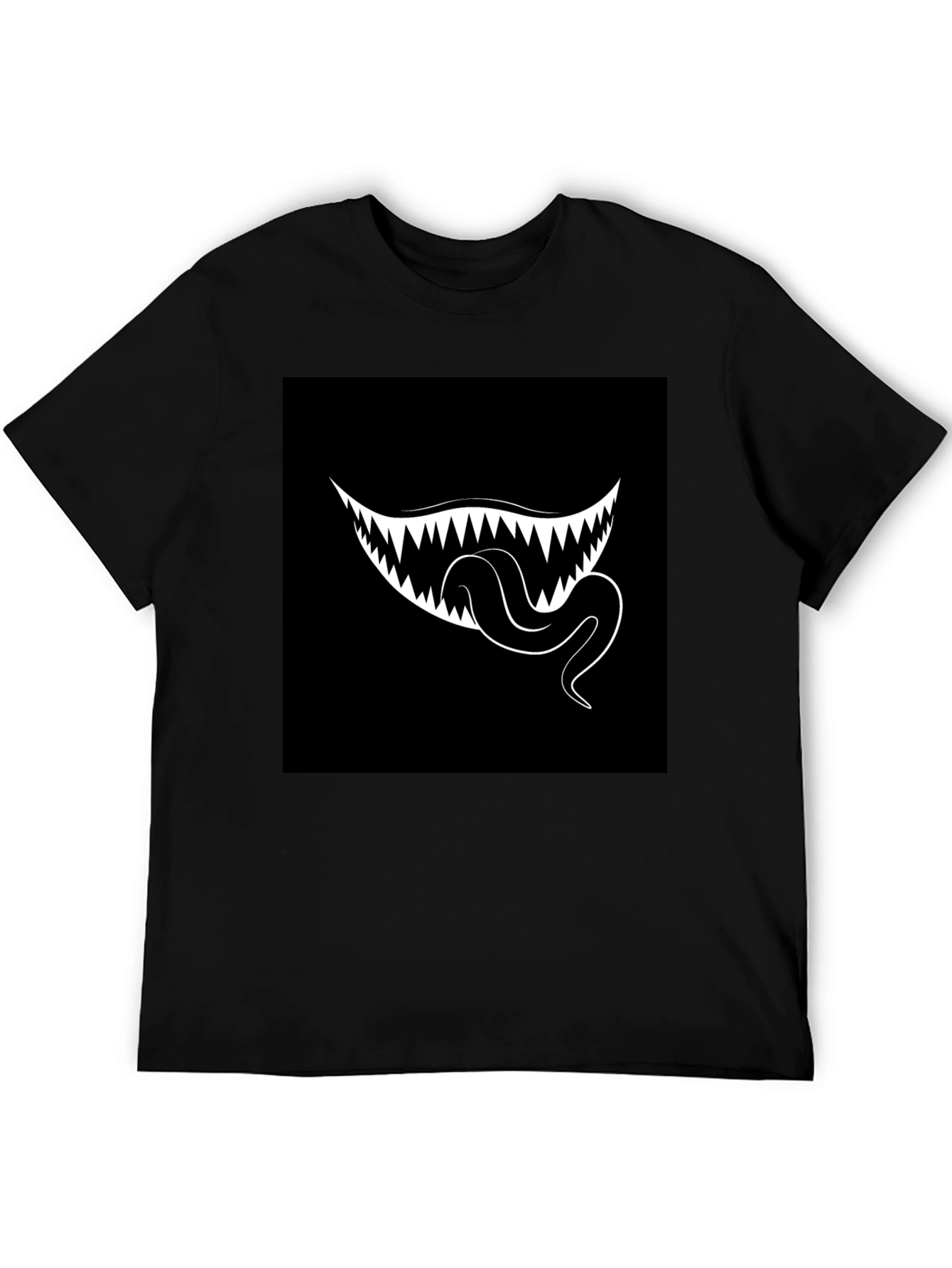 Monster Mouth Graphic Tee - Black Cotton T-Shirt