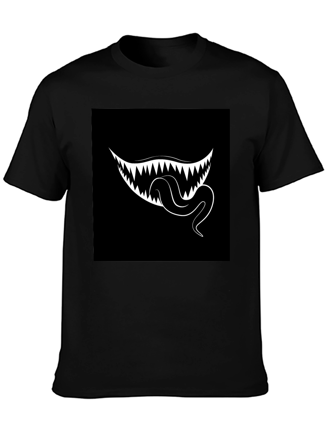 Monster Mouth Graphic Tee - Black Cotton T-Shirt