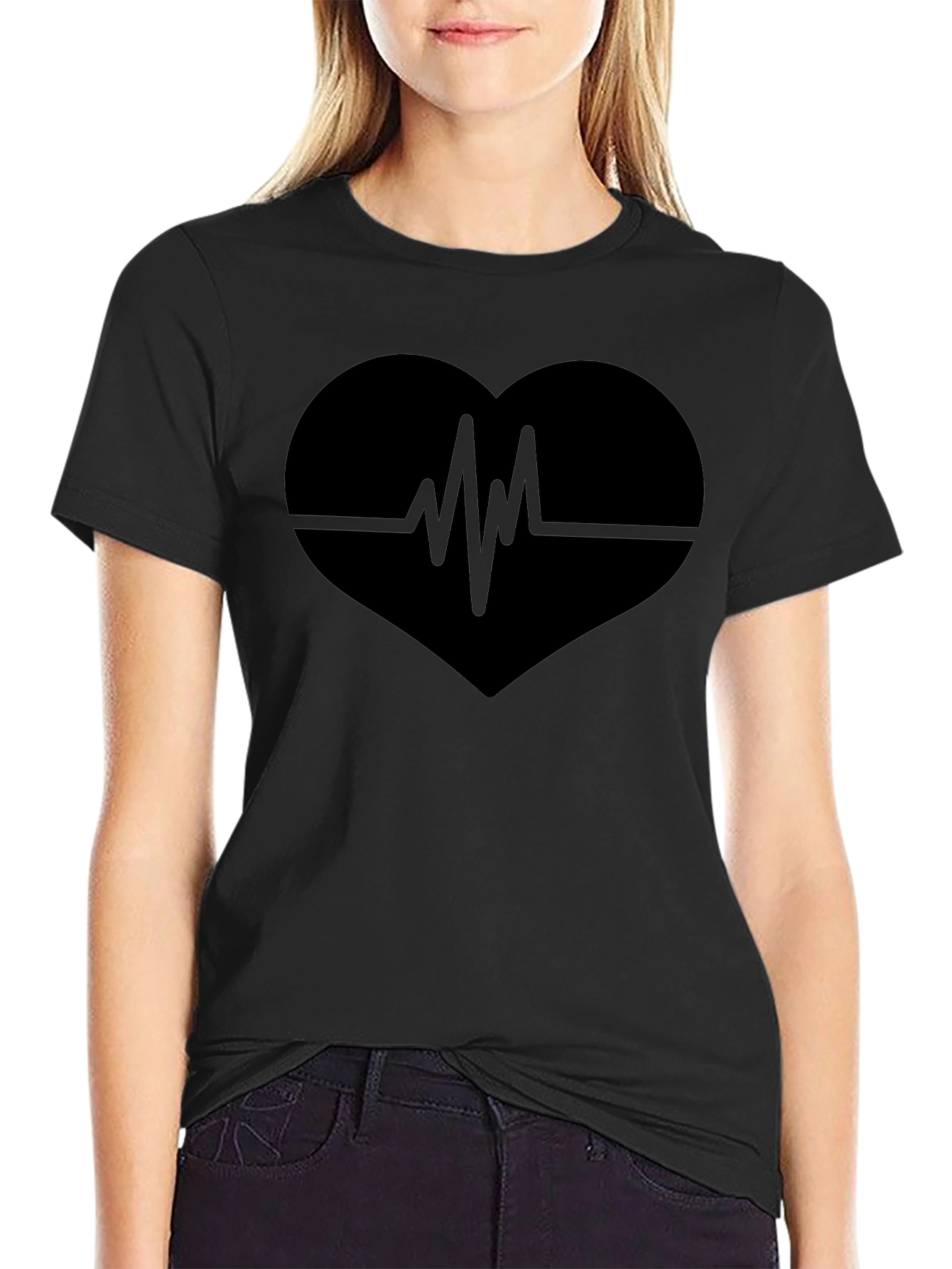 Heartbeat Heart T-Shirt - Black