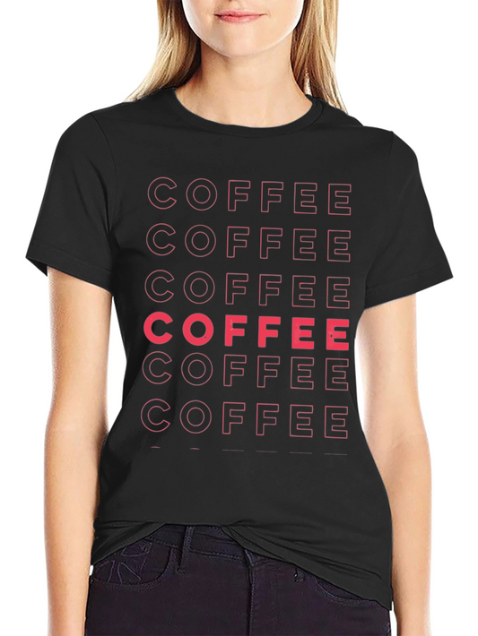 Coffee Print Crewneck T-Shirt - Black